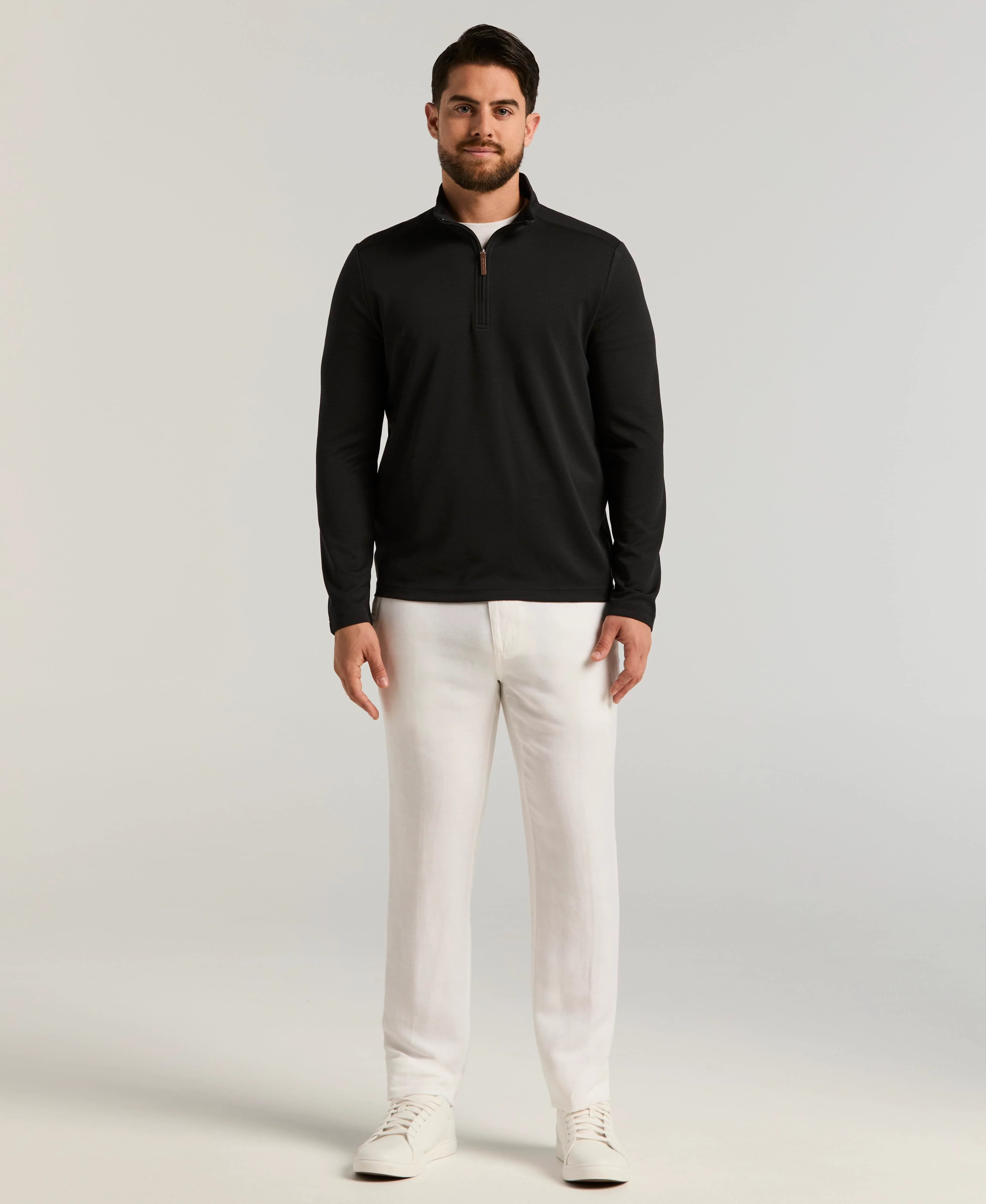 Solid Textured 1/4 Zip Pullover Sweater - Image 10