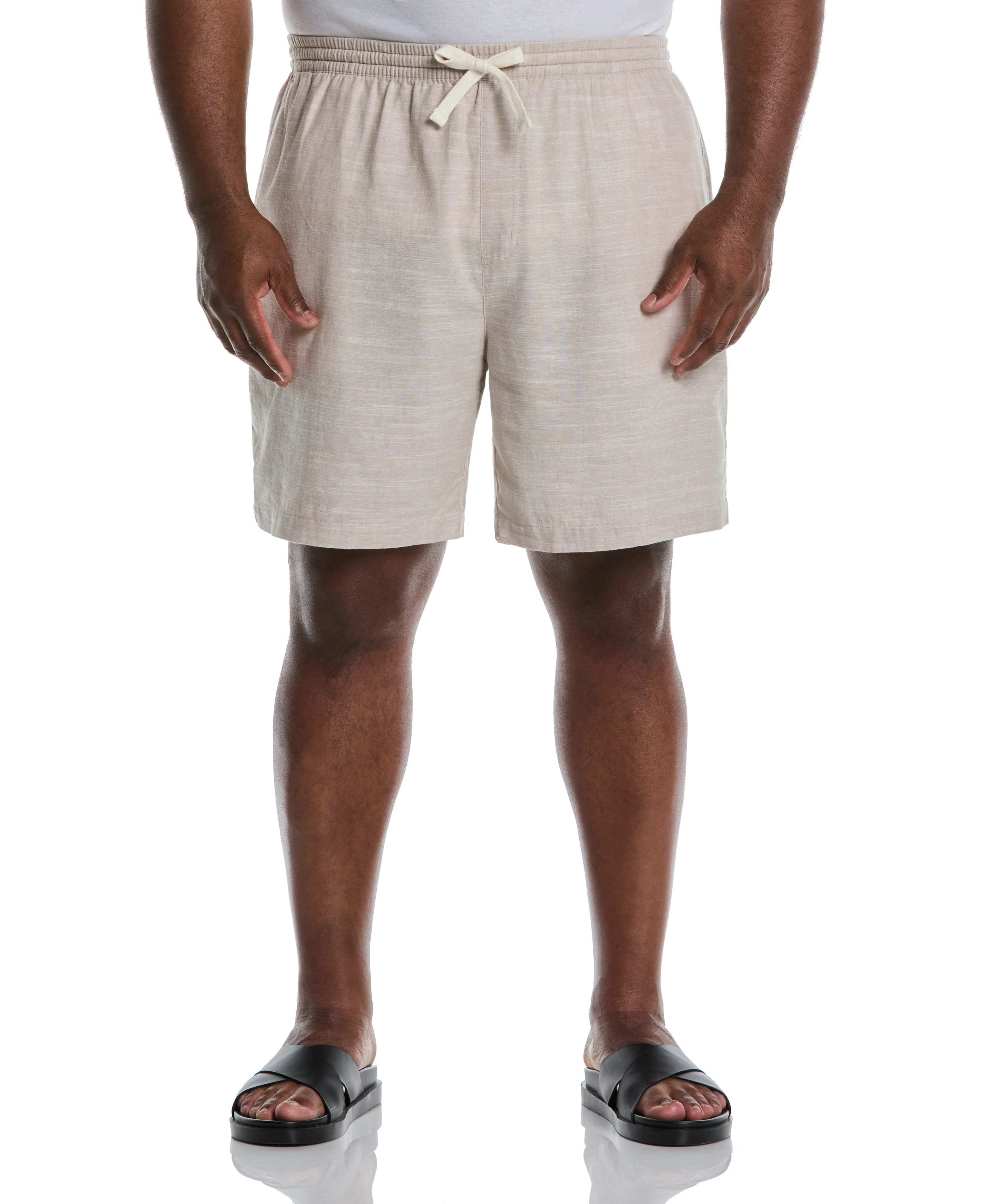 Big & Tall Linen Blend 7 1/2" Cross Dyed Slub Shorts - Image 5