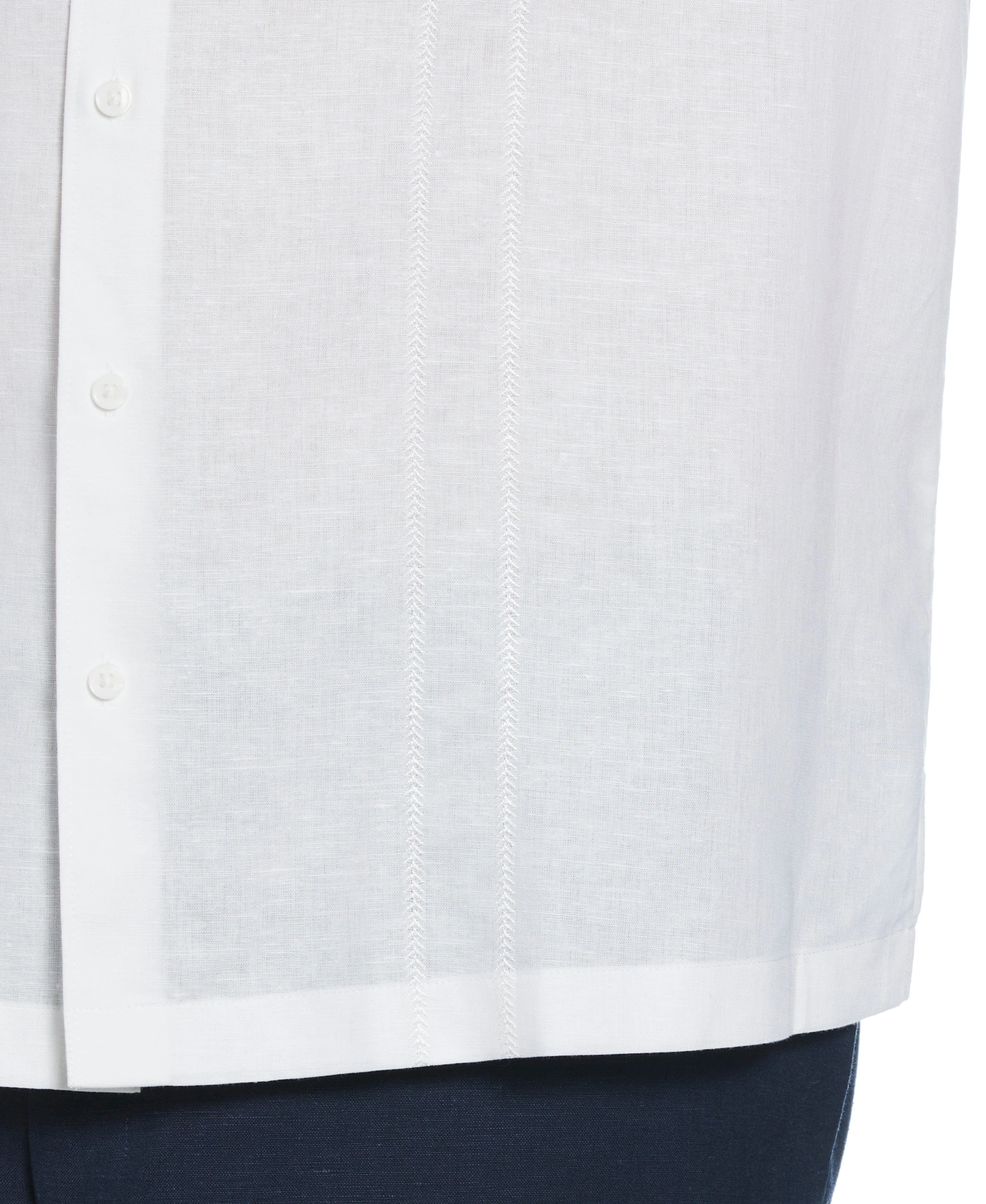 Big & Tall Embroidered Panel Linen-Blend Shirt - Image 3
