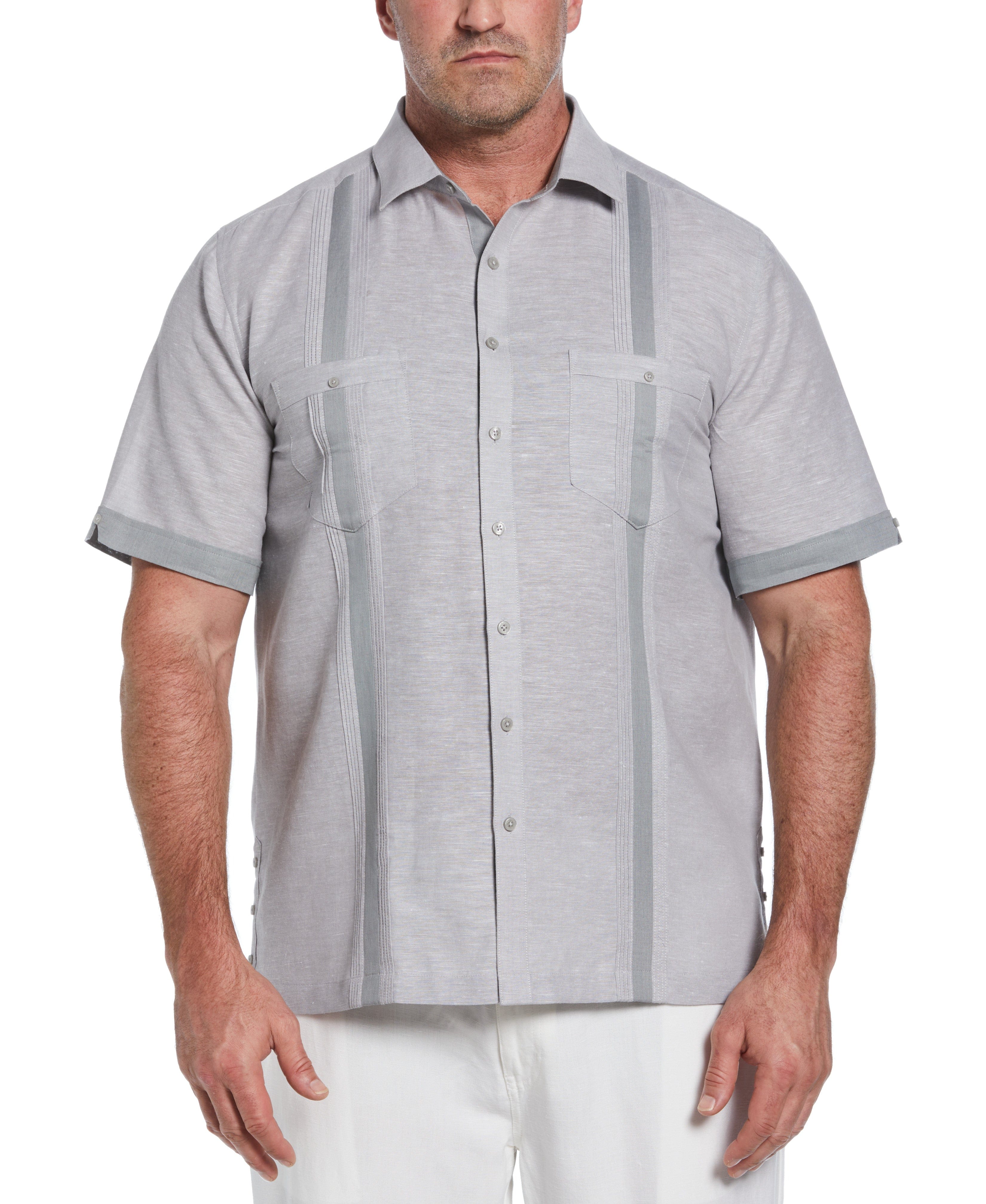Big & Tall Cross Dye Linen-Blend Guayabera - Image 13