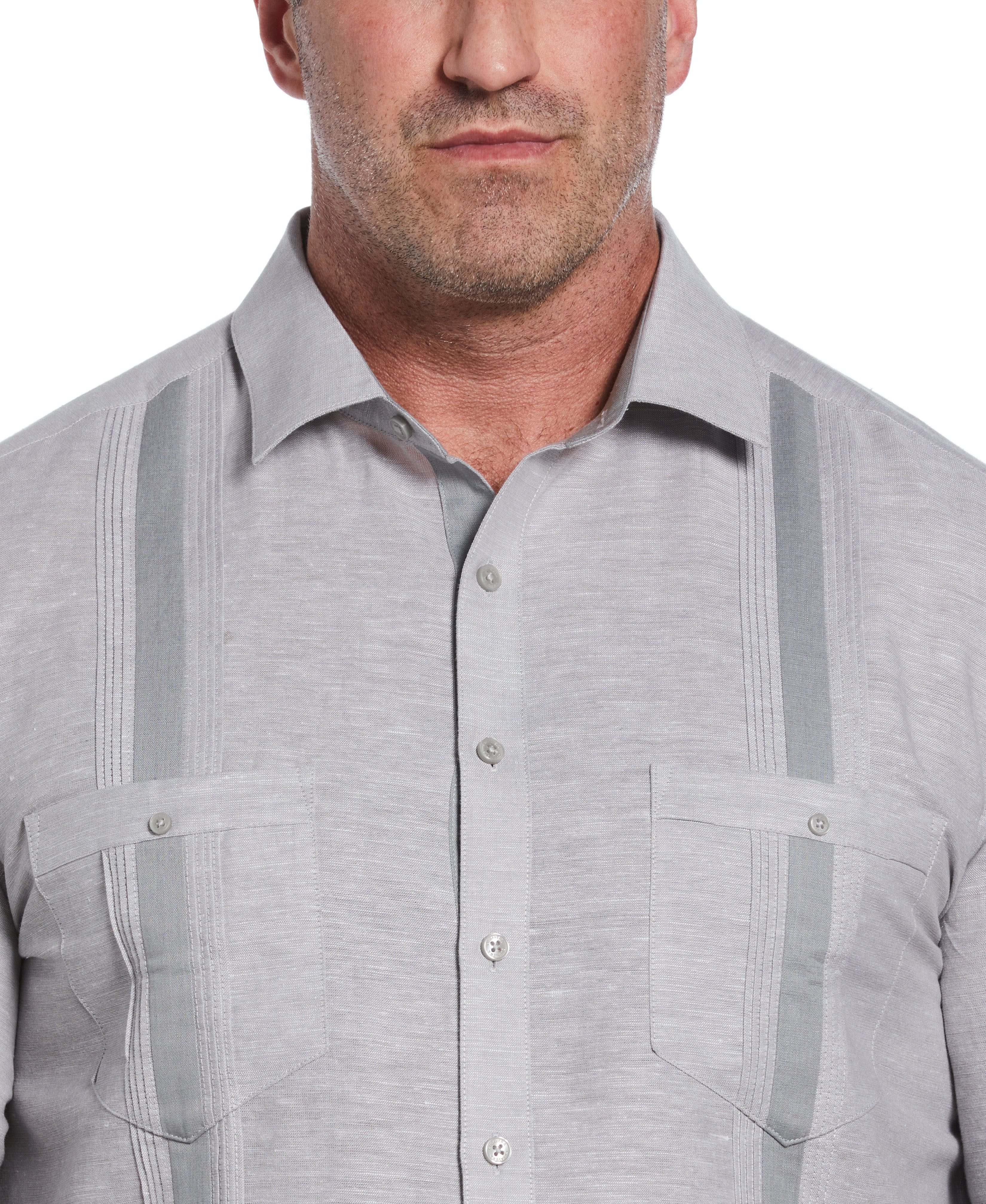 Big & Tall Cross Dye Linen-Blend Guayabera - Image 14