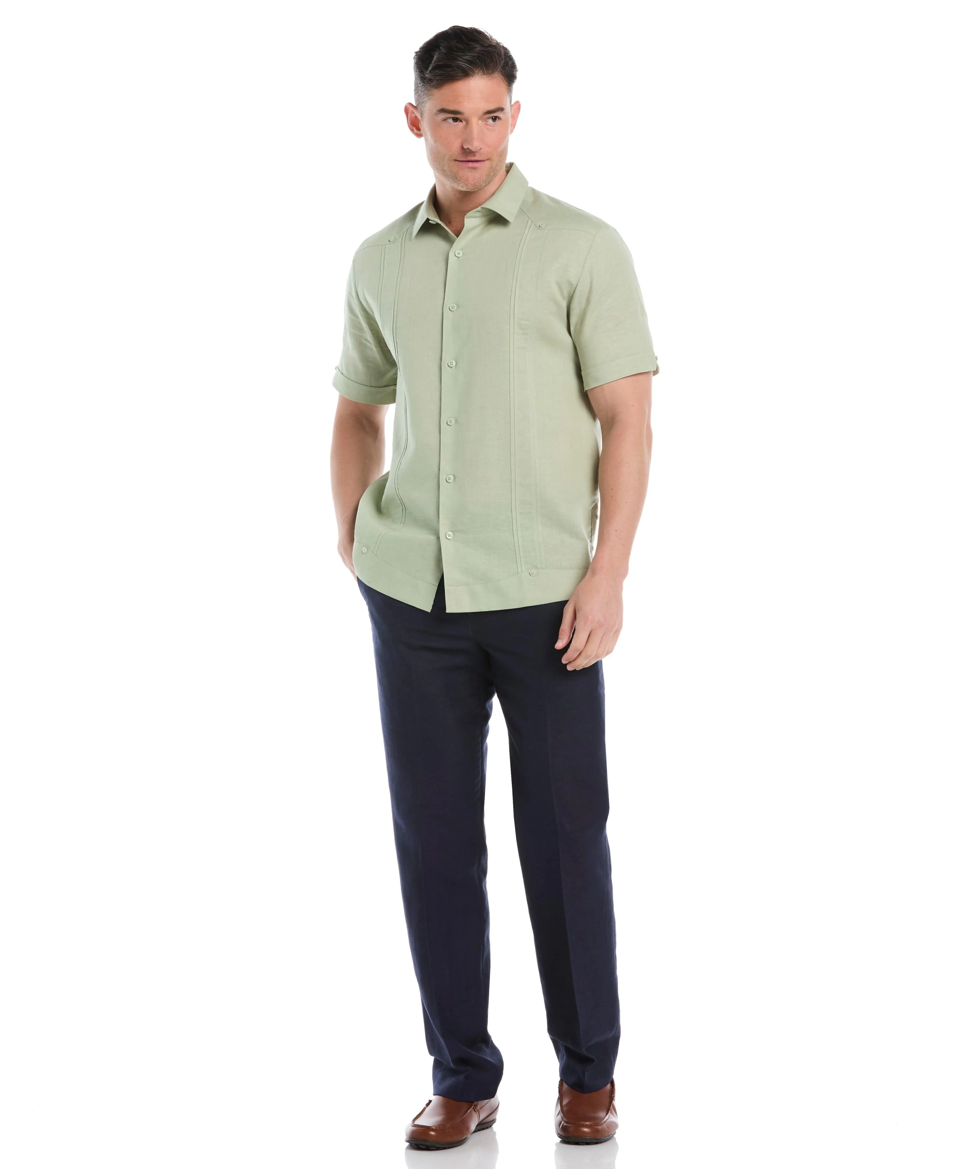 Big & Tall No-Pocket Linen-Blend  Guayabera - Image 30