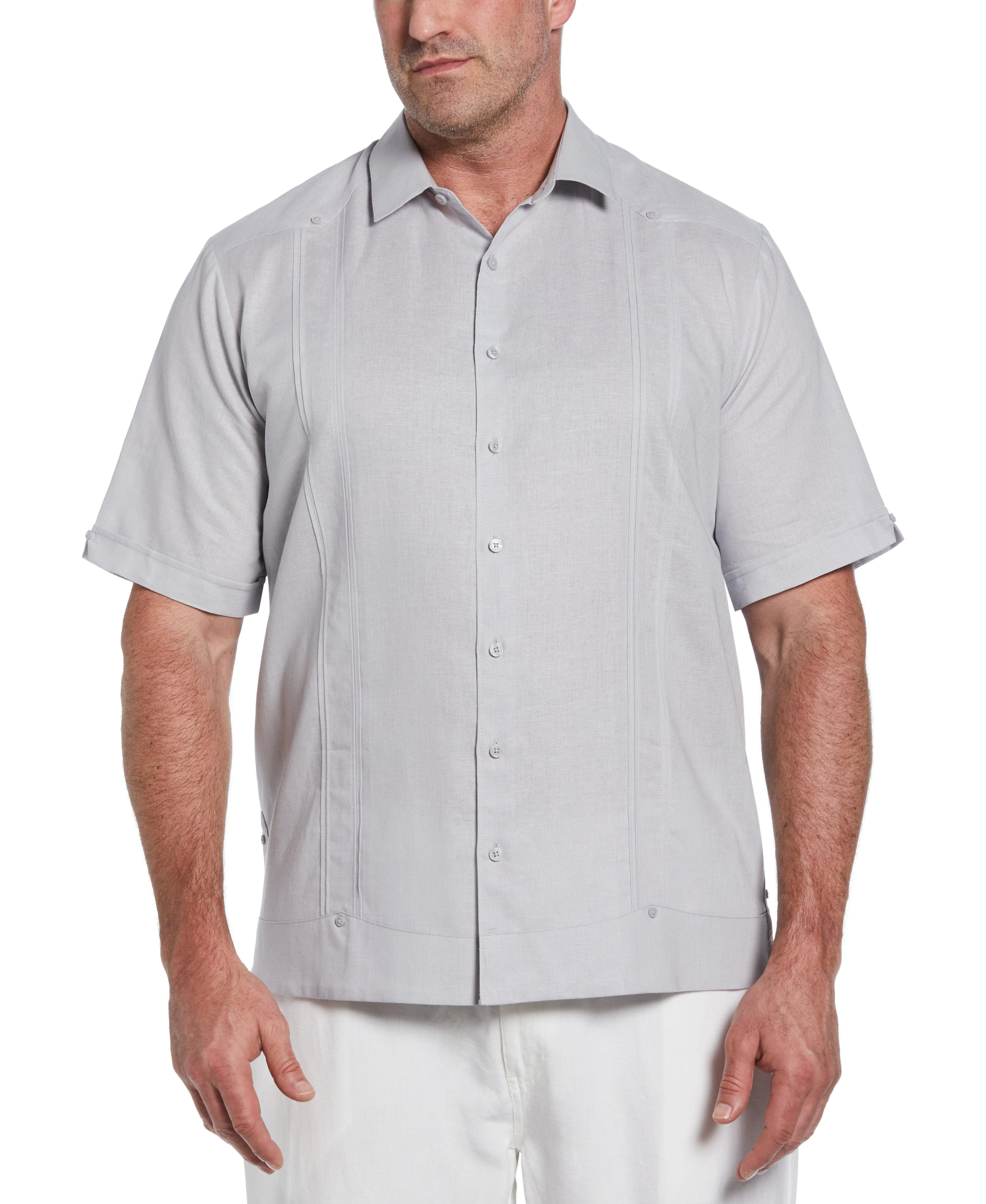 Big & Tall No-Pocket Linen-Blend  Guayabera - Image 32