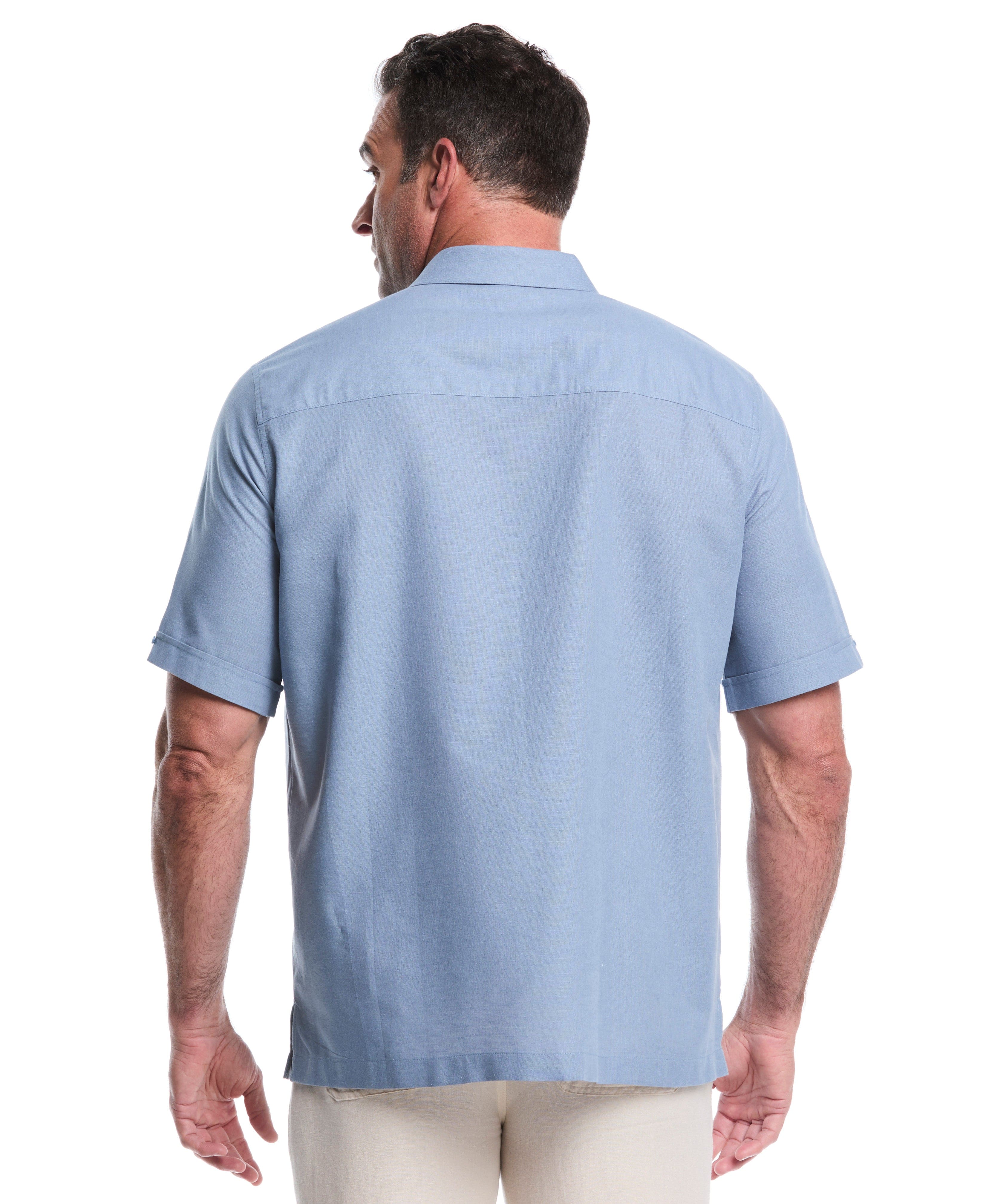 Big & Tall Yarn Dye Panel Linen-Blend Shirt - Image 3
