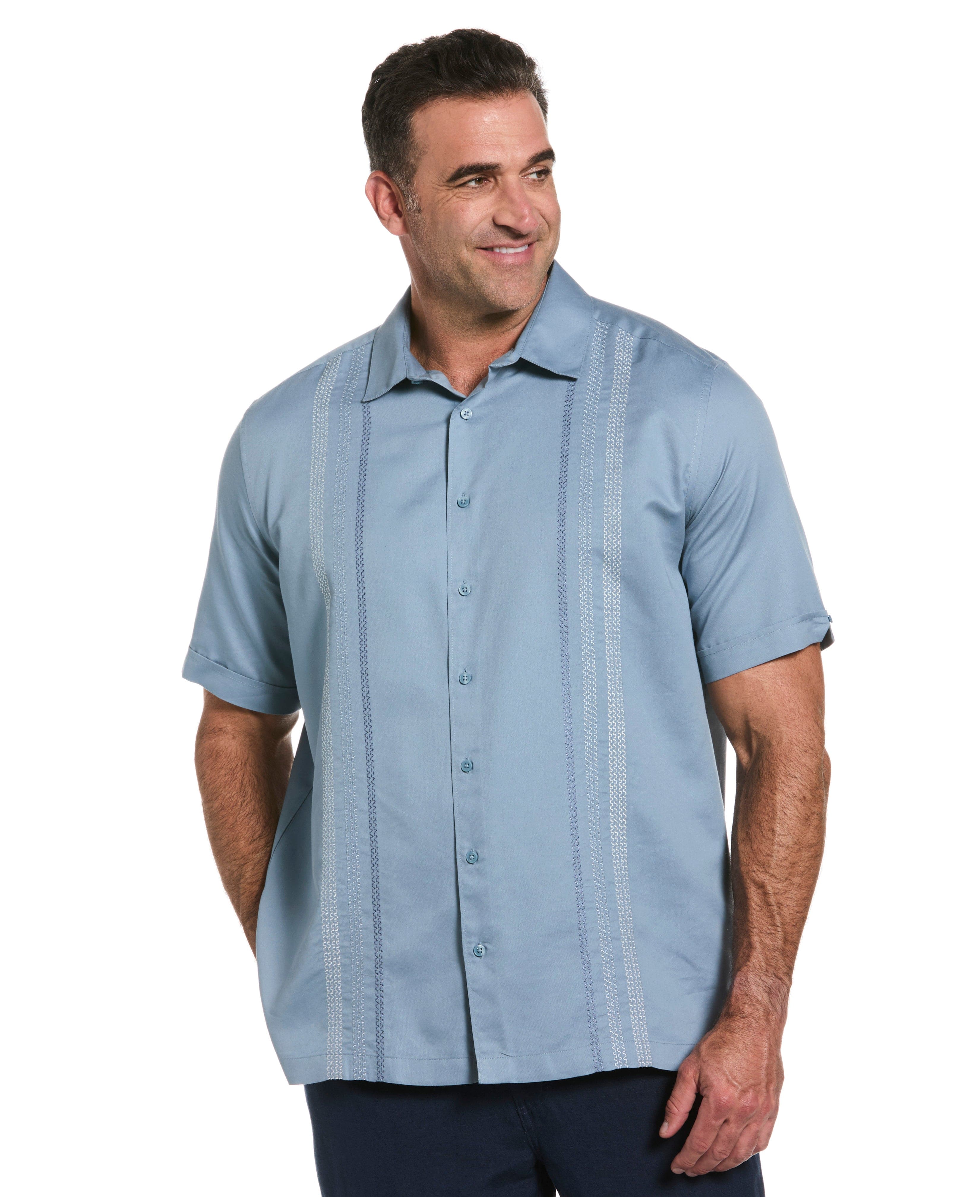 Big & Tall Ombre Embroidered Panel Shirt - Image 14