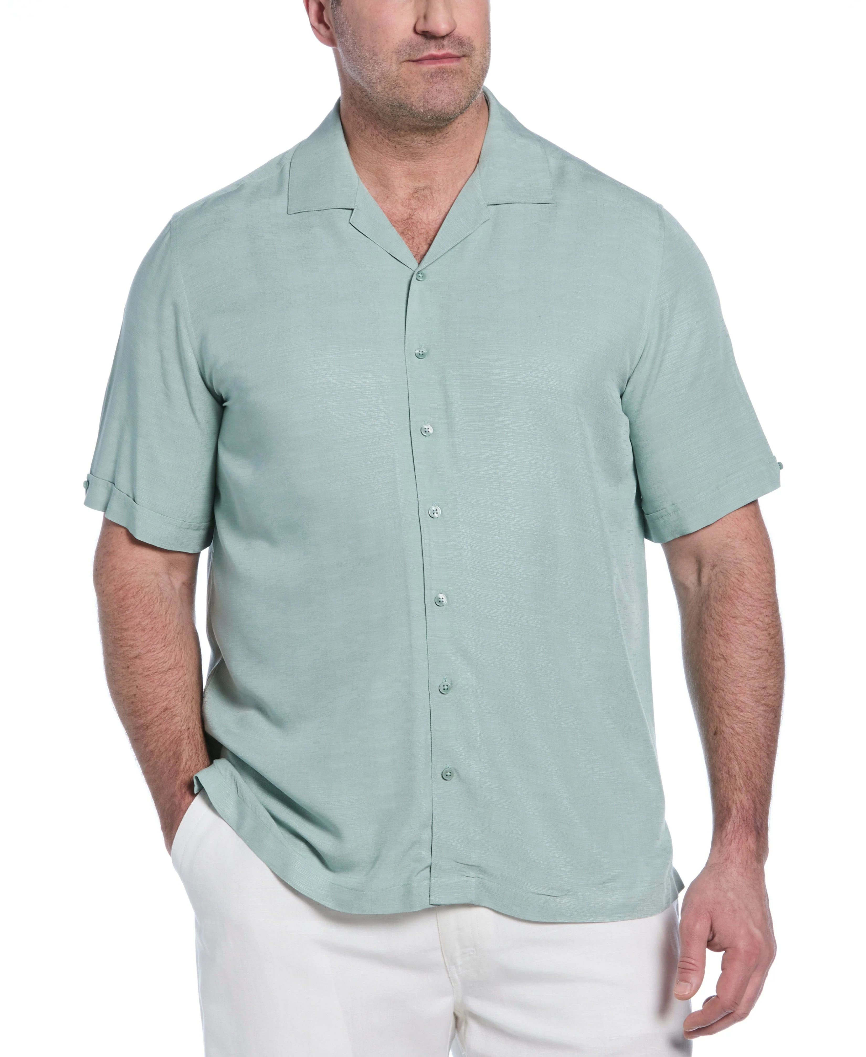 Big & Tall Solid Textured Camp Shirt - Image 11