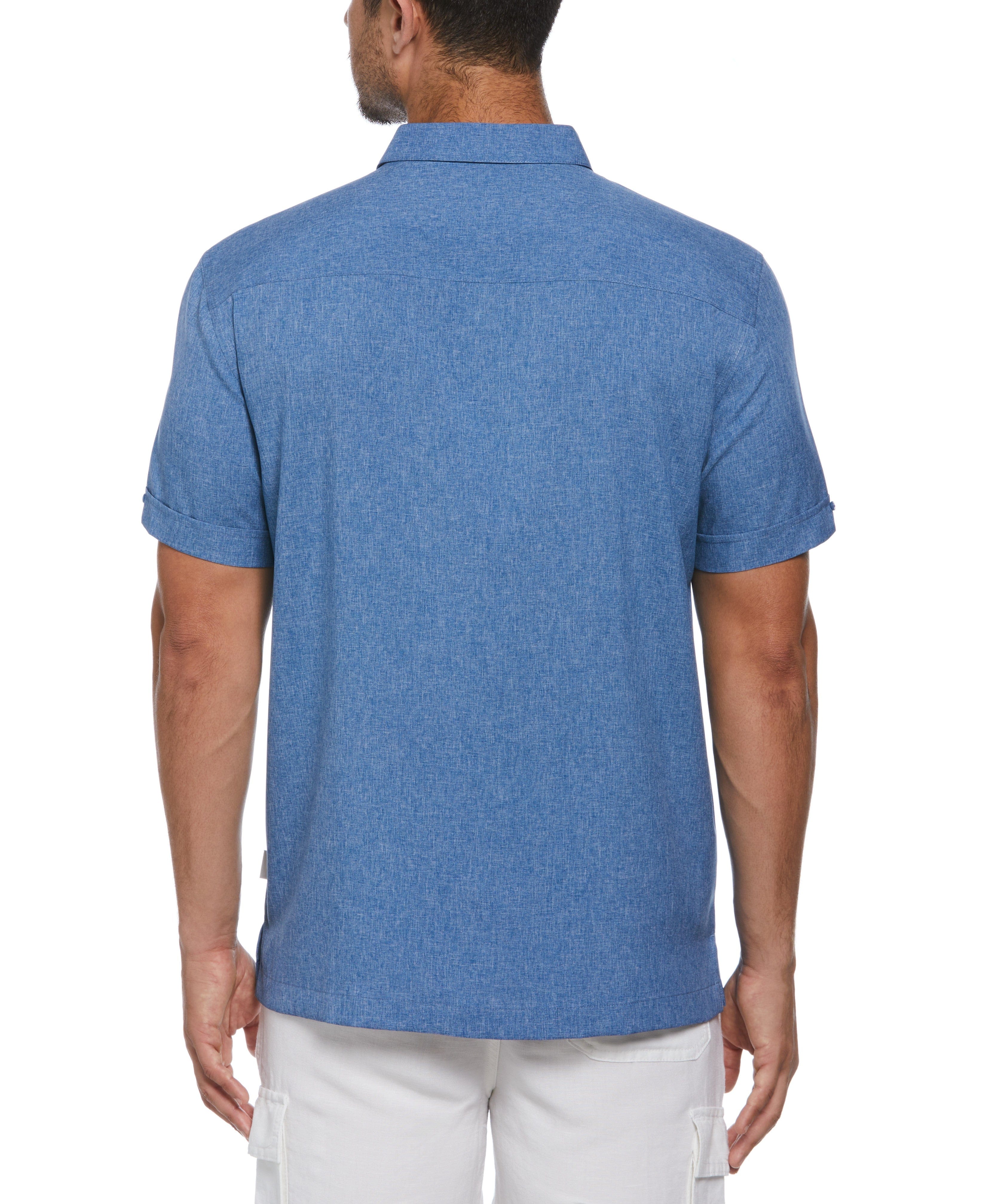 Big & Tall Two-Tone Cross Tuck Chambray Shirt - Image 27