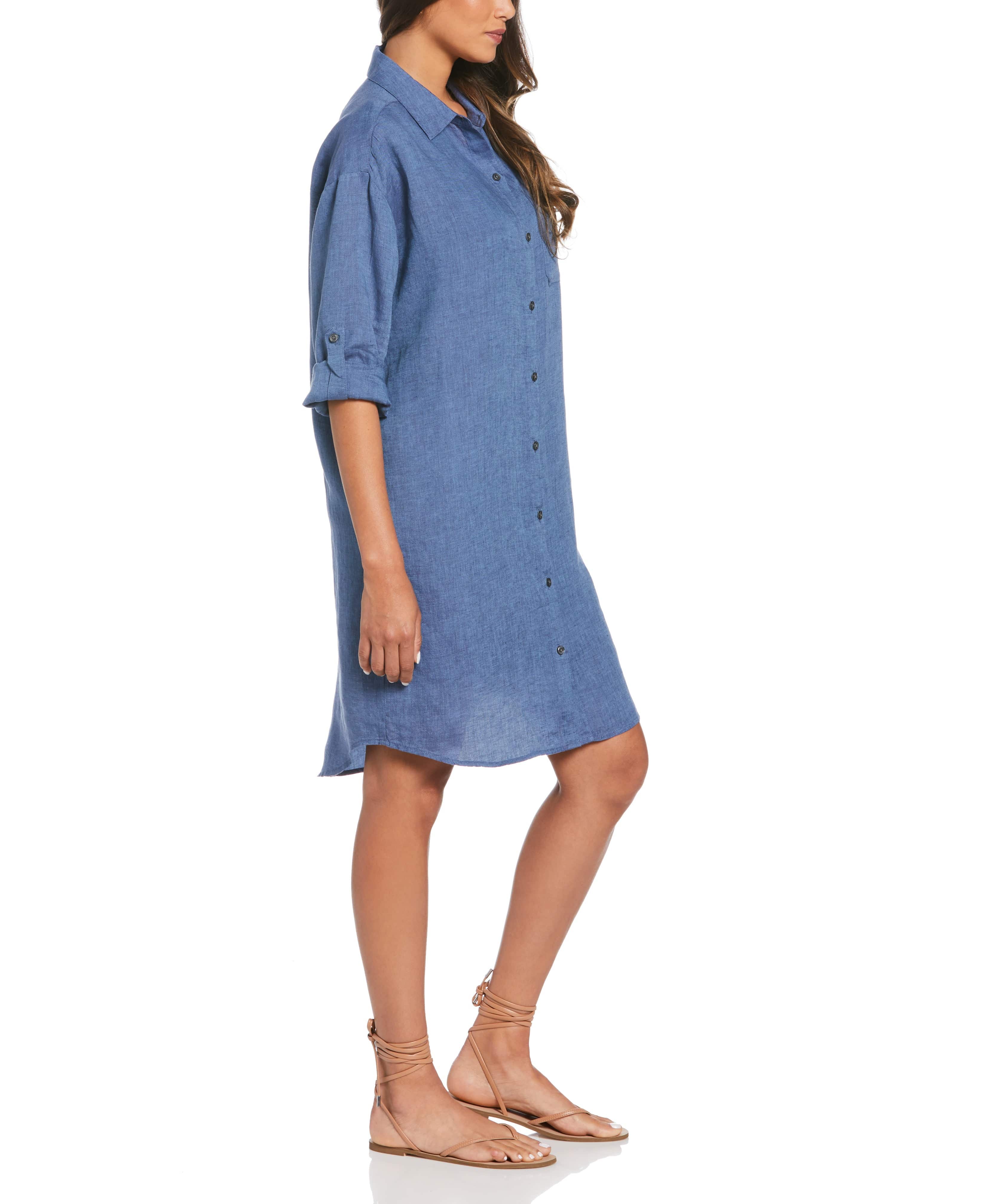 Cross-Dyed Linen Shirt Dress - Image 3