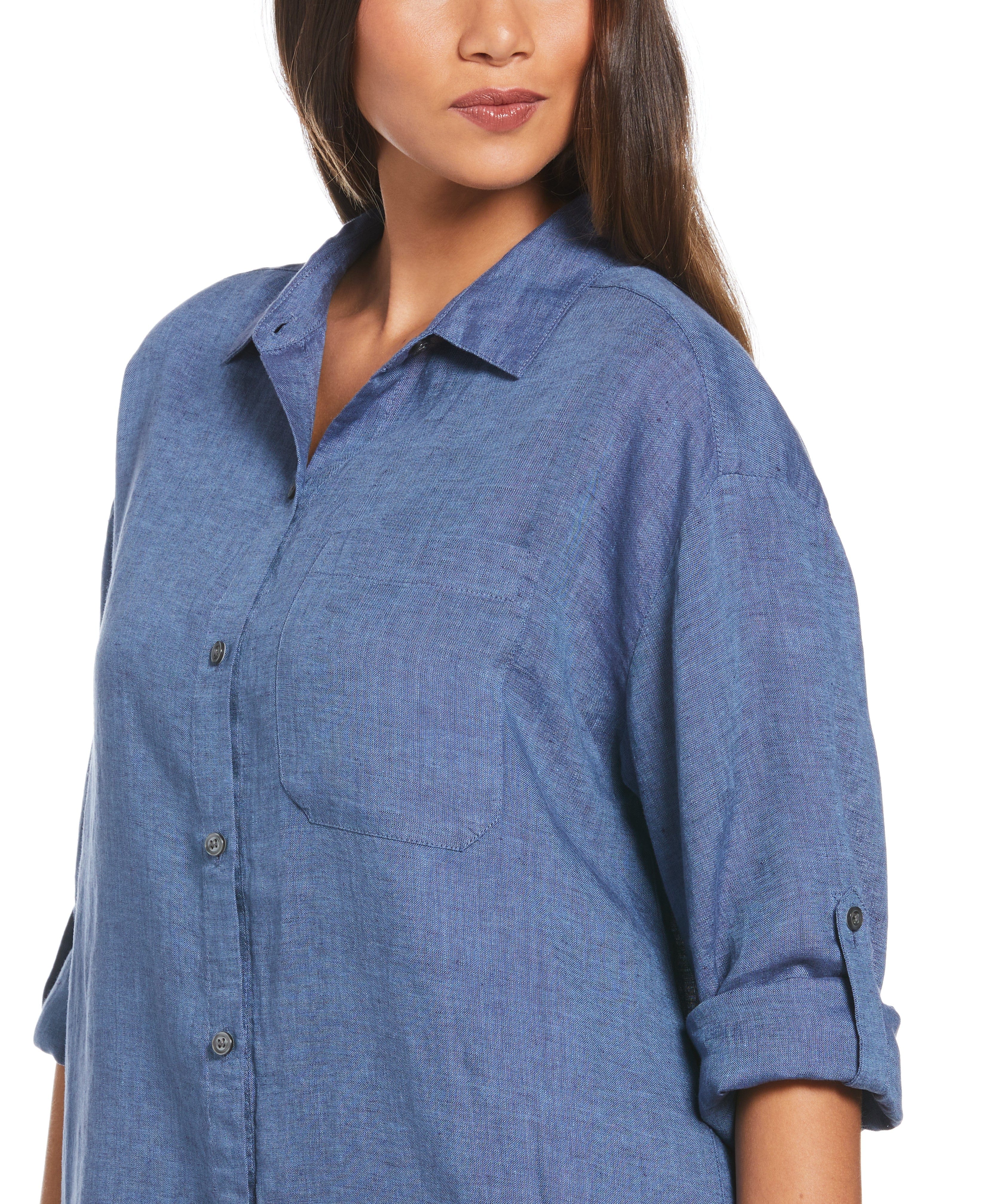 Cross-Dyed Linen Shirt Dress - Image 4