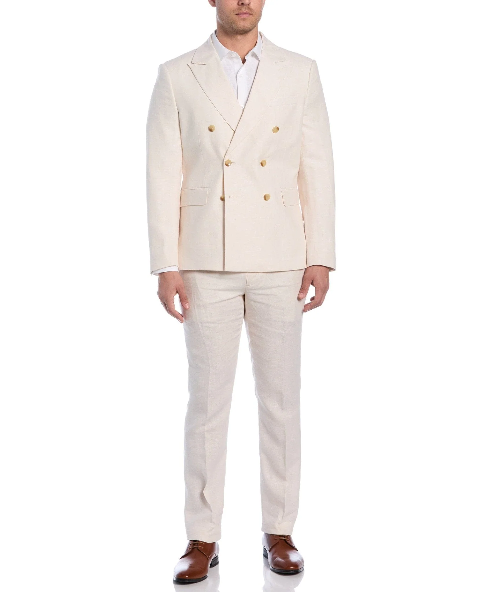 Double Breasted Delave Linen Whitecap Grey Suit
