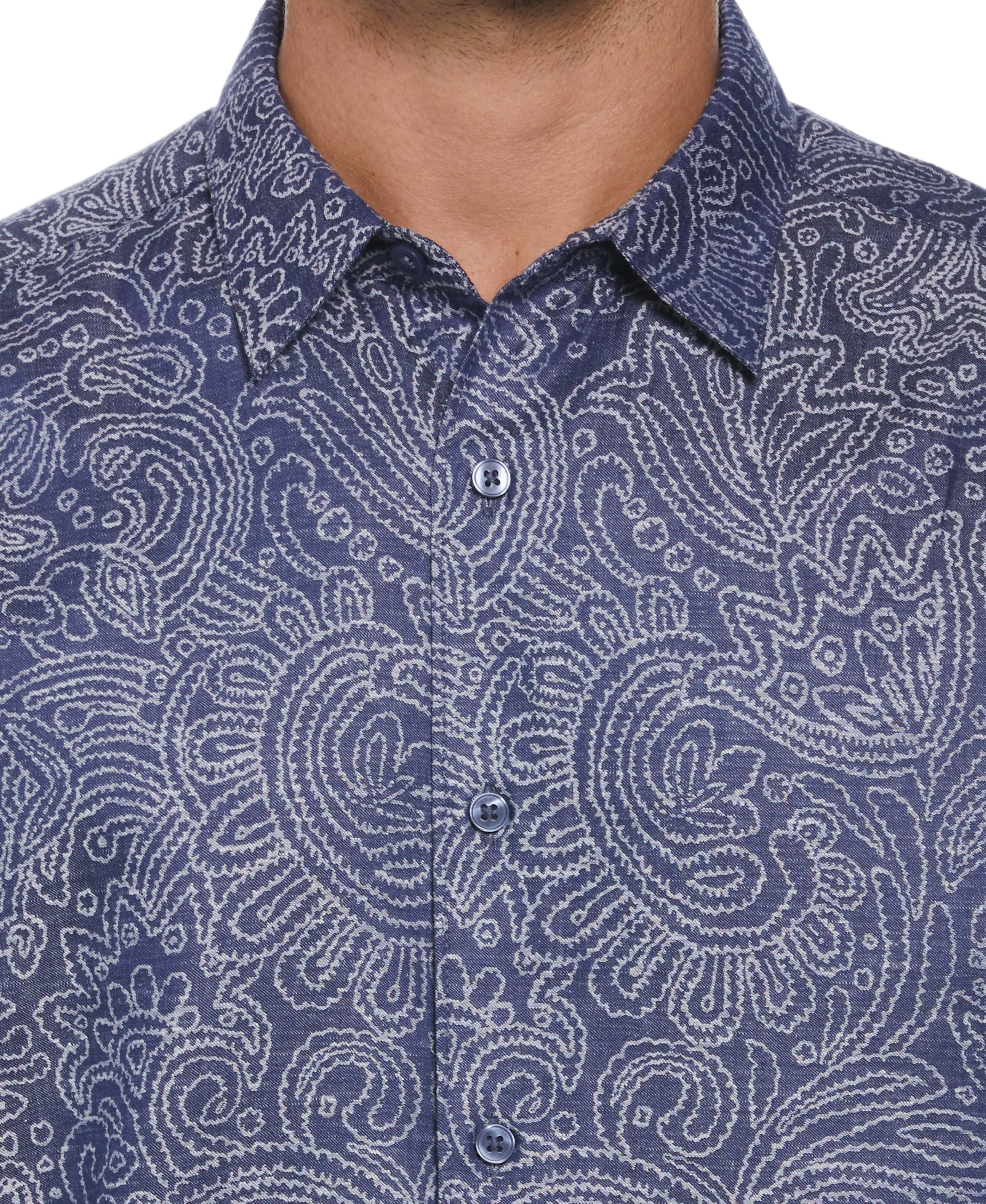 Jacquard Abstract Floral Paisley Print Shirt - Image 3