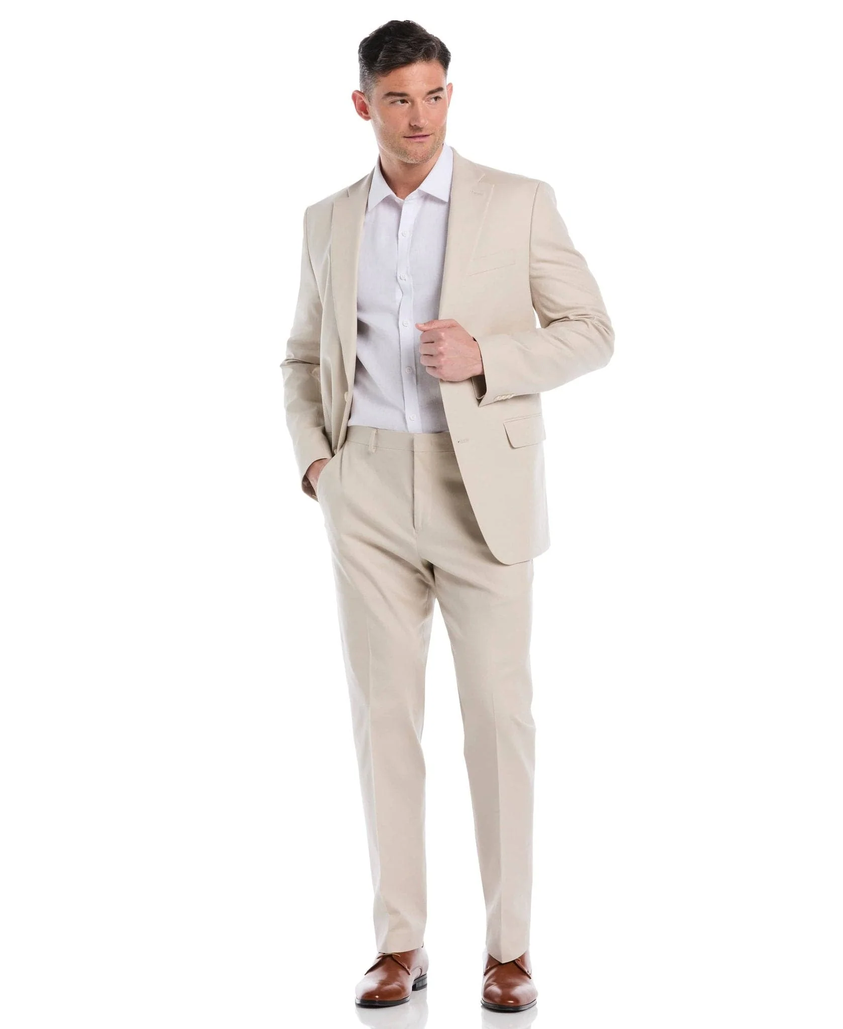 Linen-Blend Beige Suit