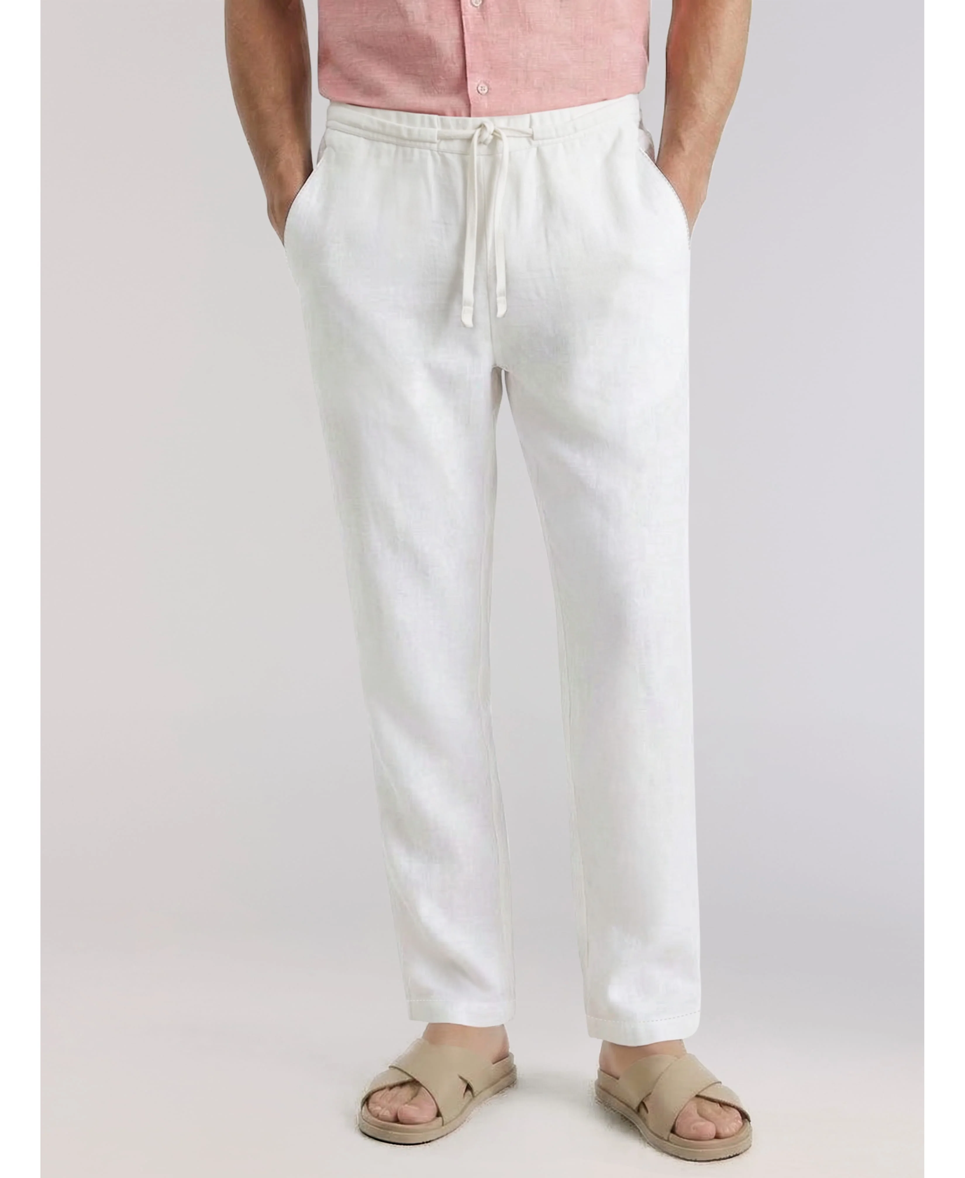 Linen-Blend Core Drawstring Pants - Image 16