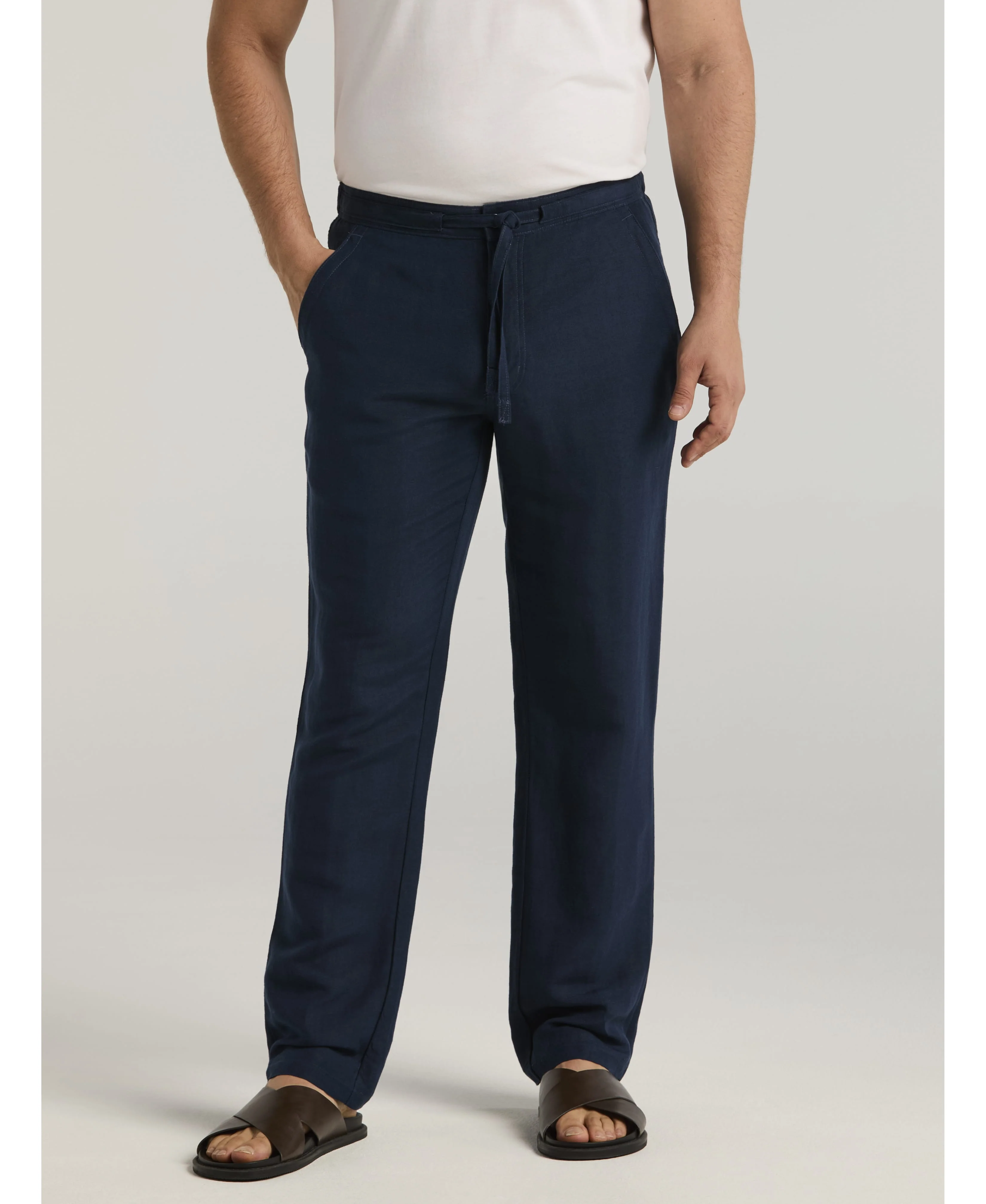 Linen-Blend Core Drawstring Pants - Image 21