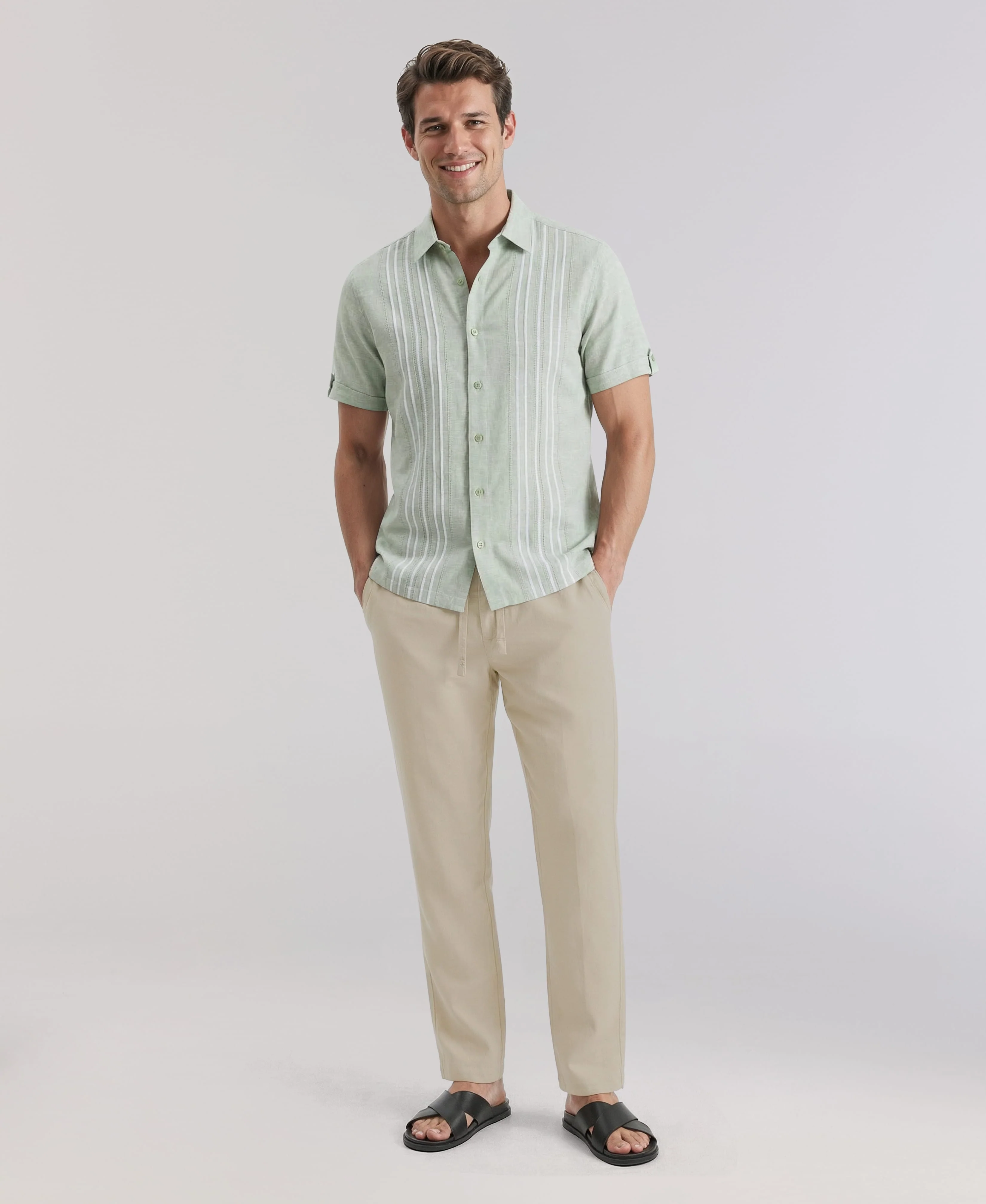 Linen-Blend Core Drawstring Pants - Image 28