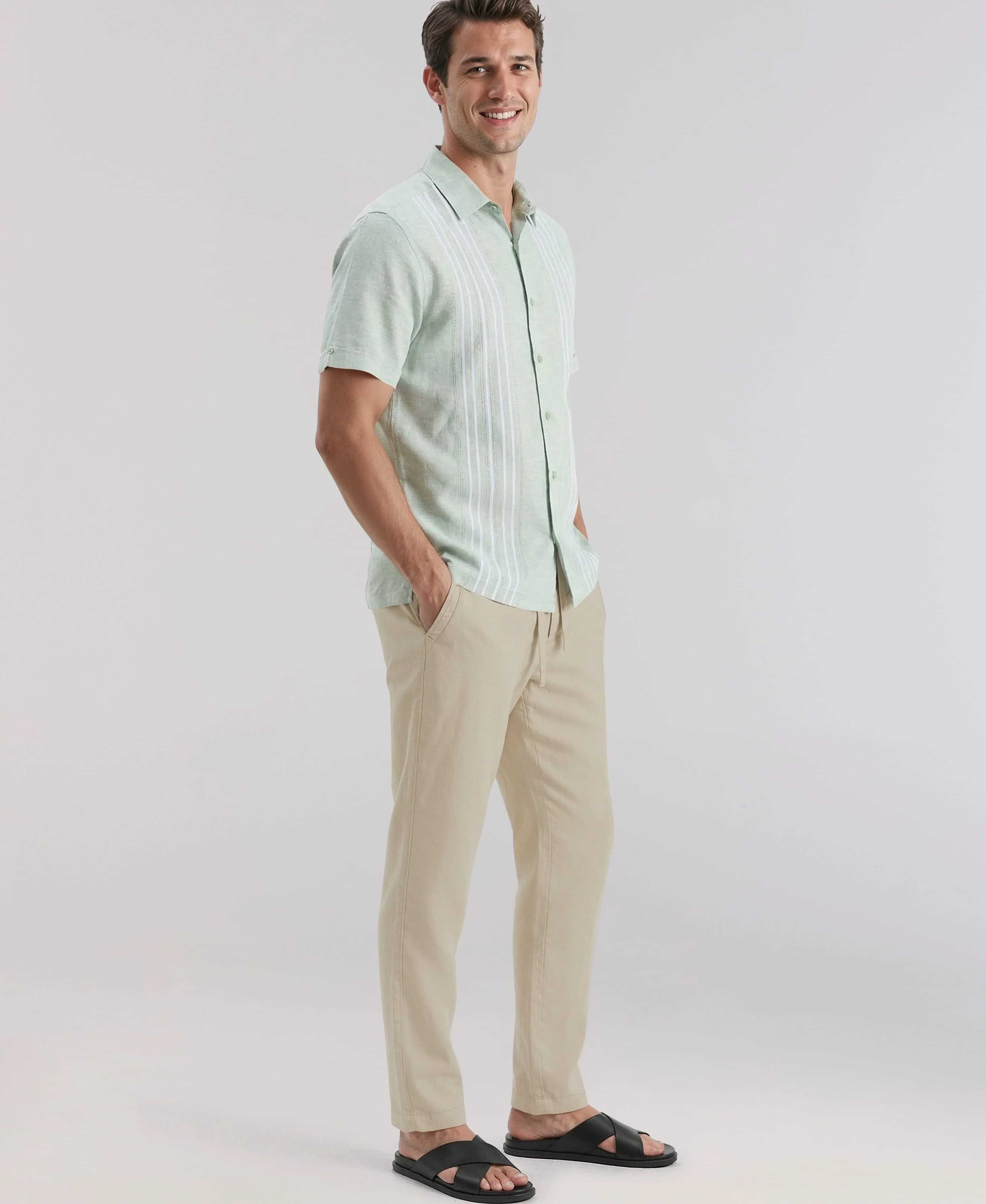 Linen-Blend Core Drawstring Pants - Image 30