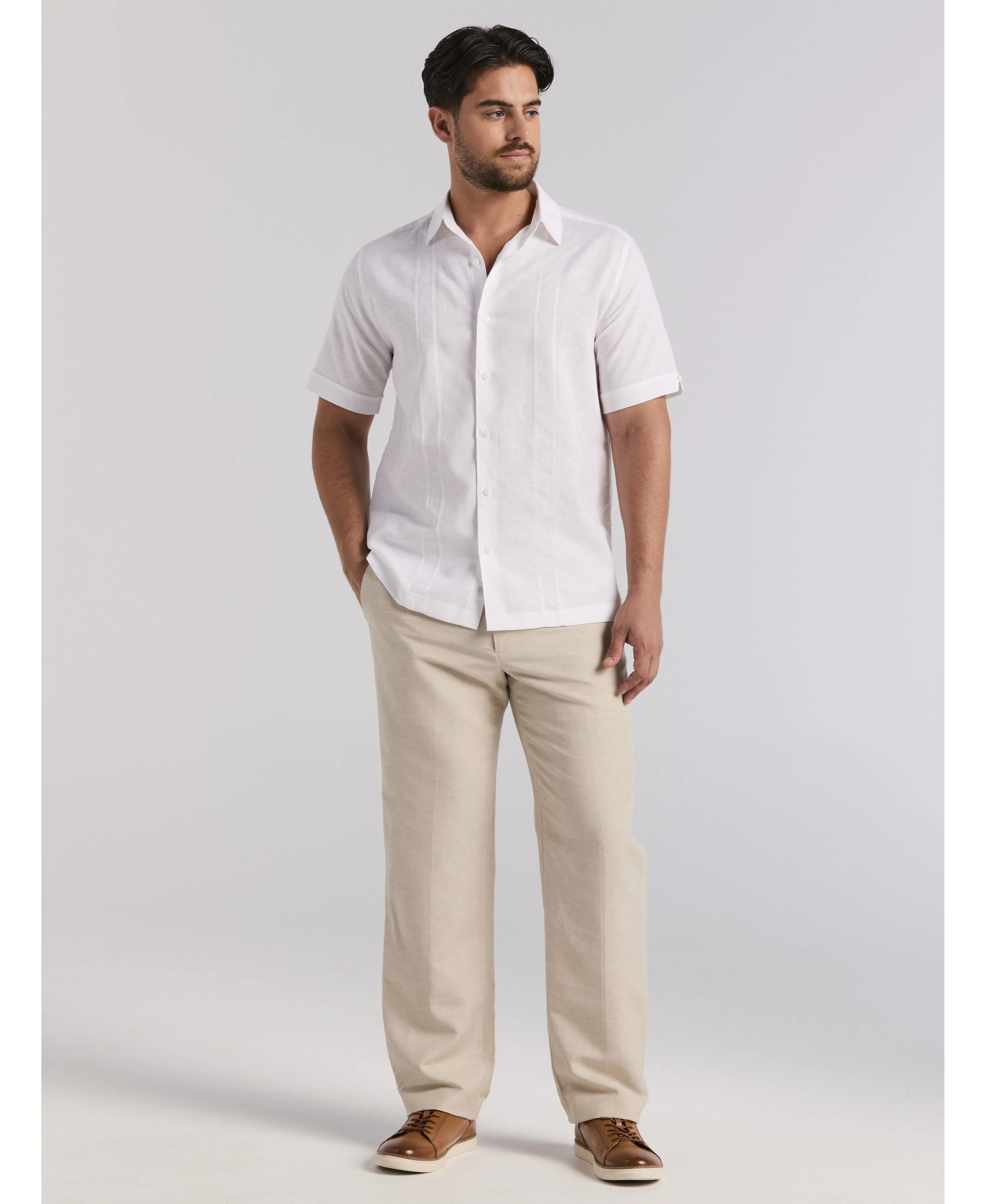 Embroidered Panel Linen-Blend Shirt - Image 10