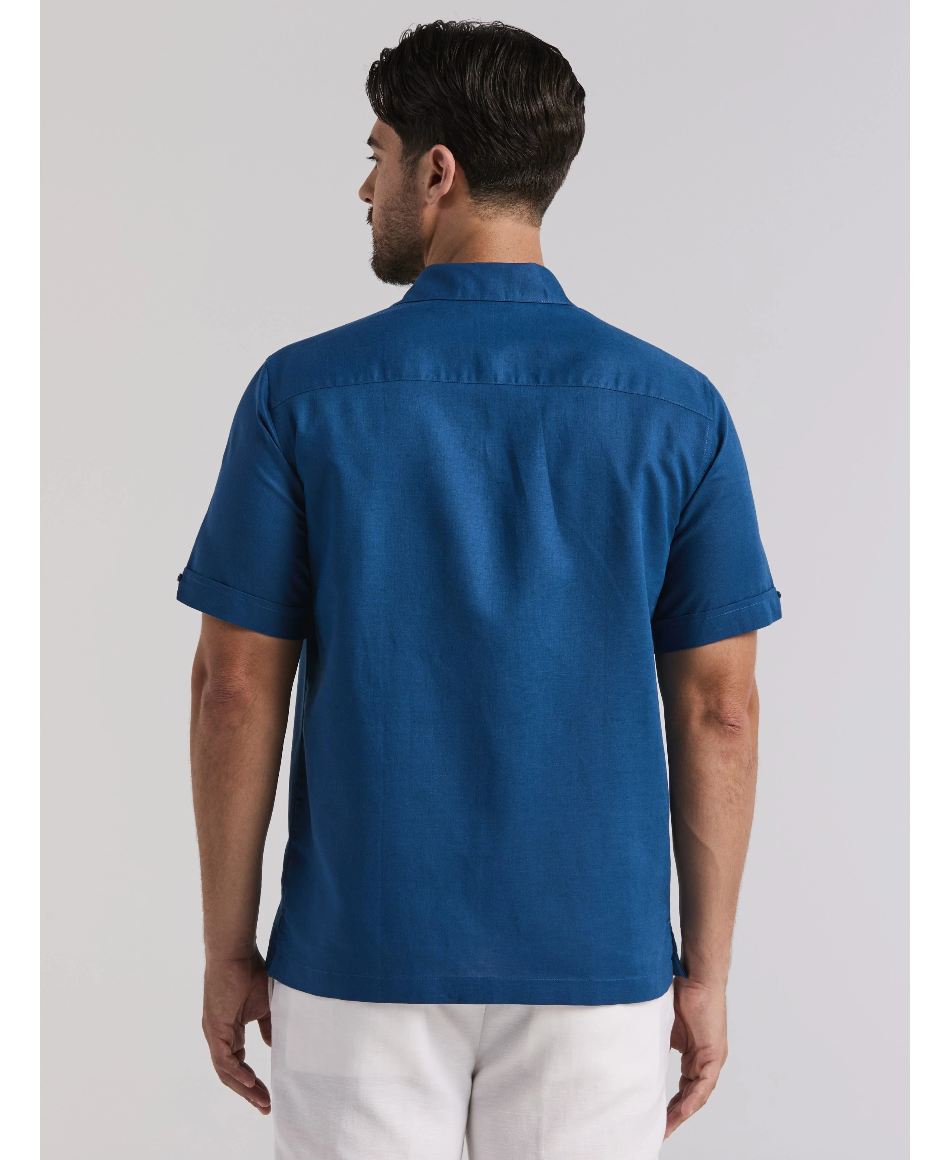 Embroidered Panel Linen-Blend Shirt - Image 20