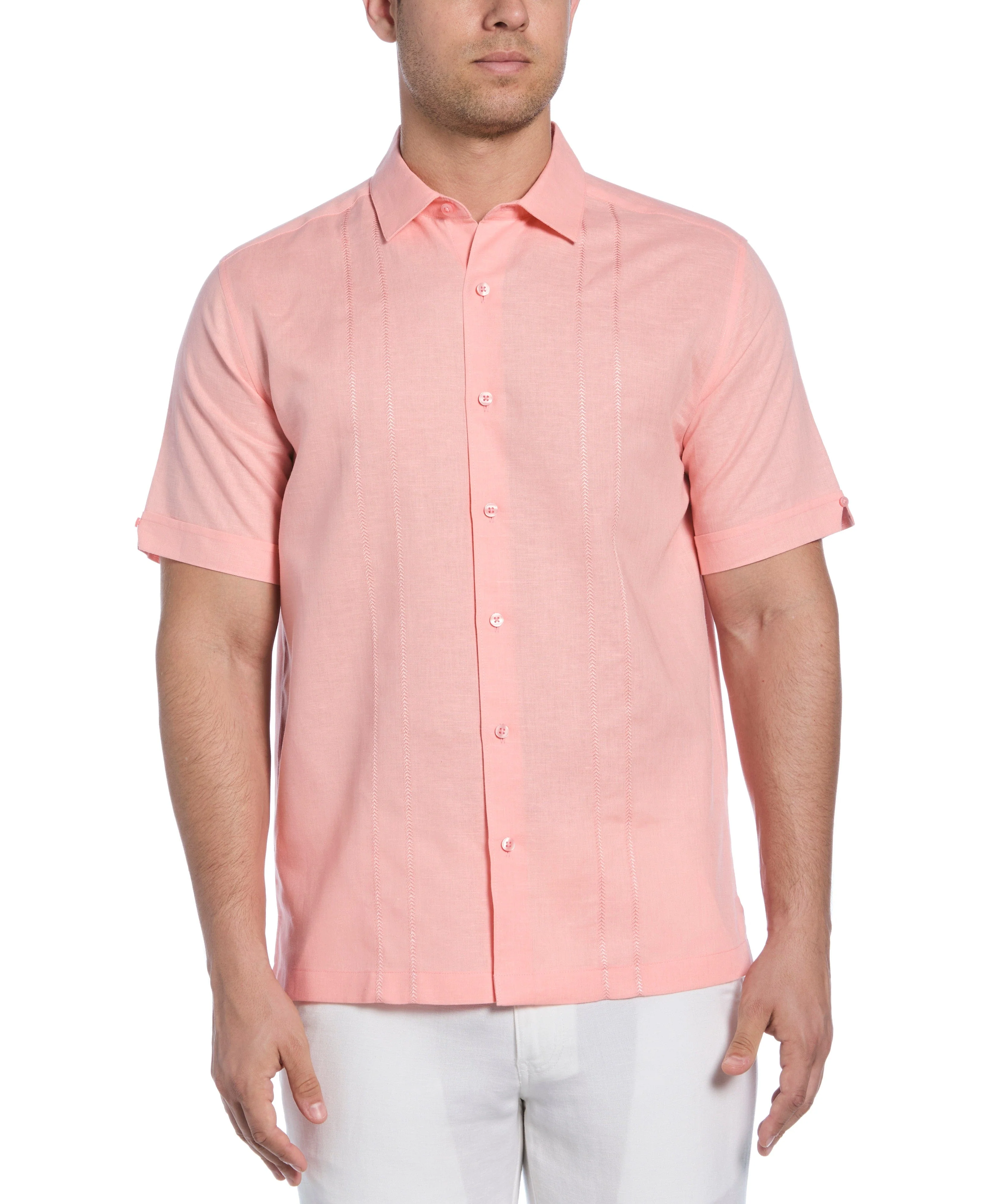 Embroidered Panel Linen-Blend Shirt - Image 24