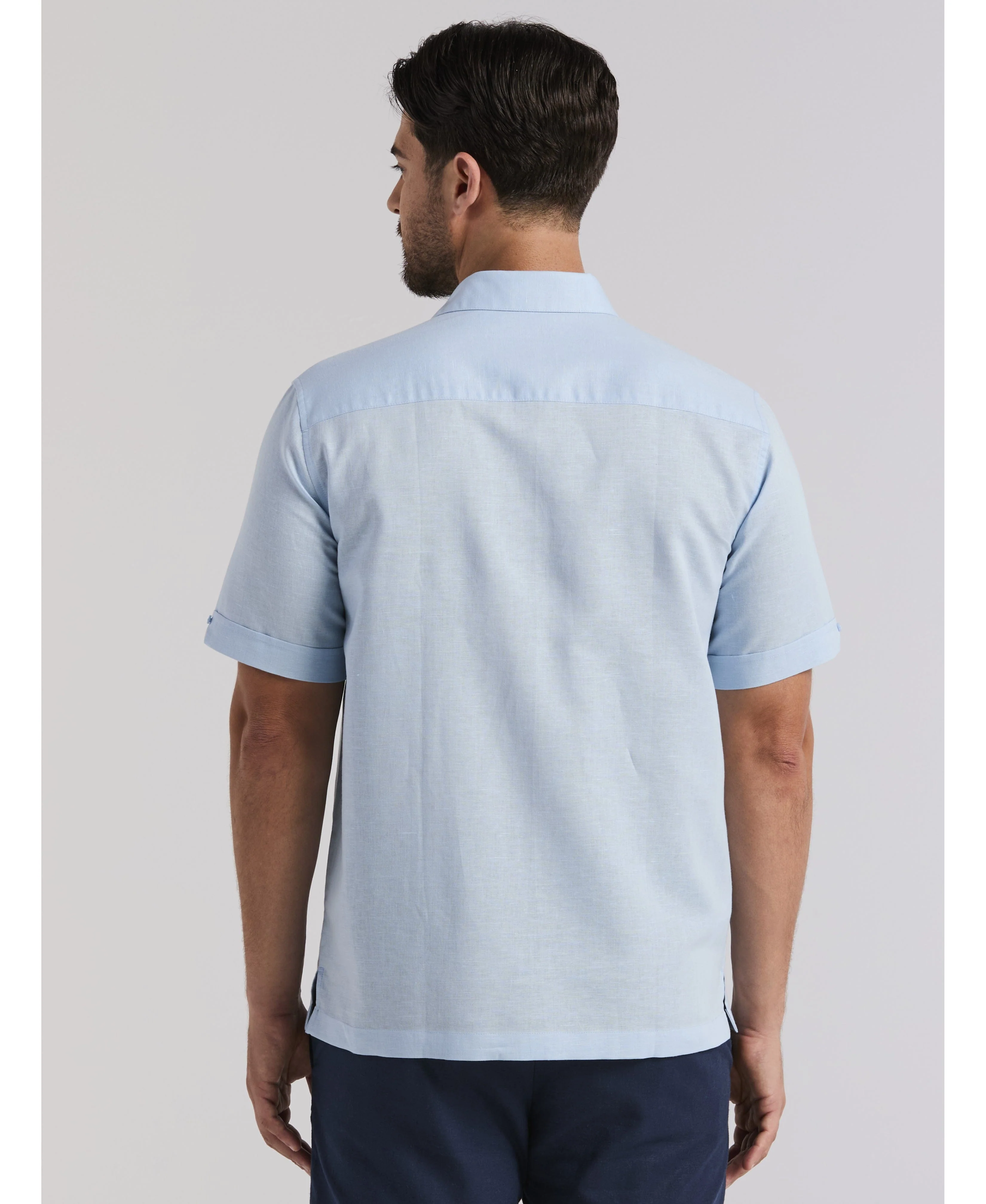 Embroidered Panel Linen-Blend Shirt - Image 3