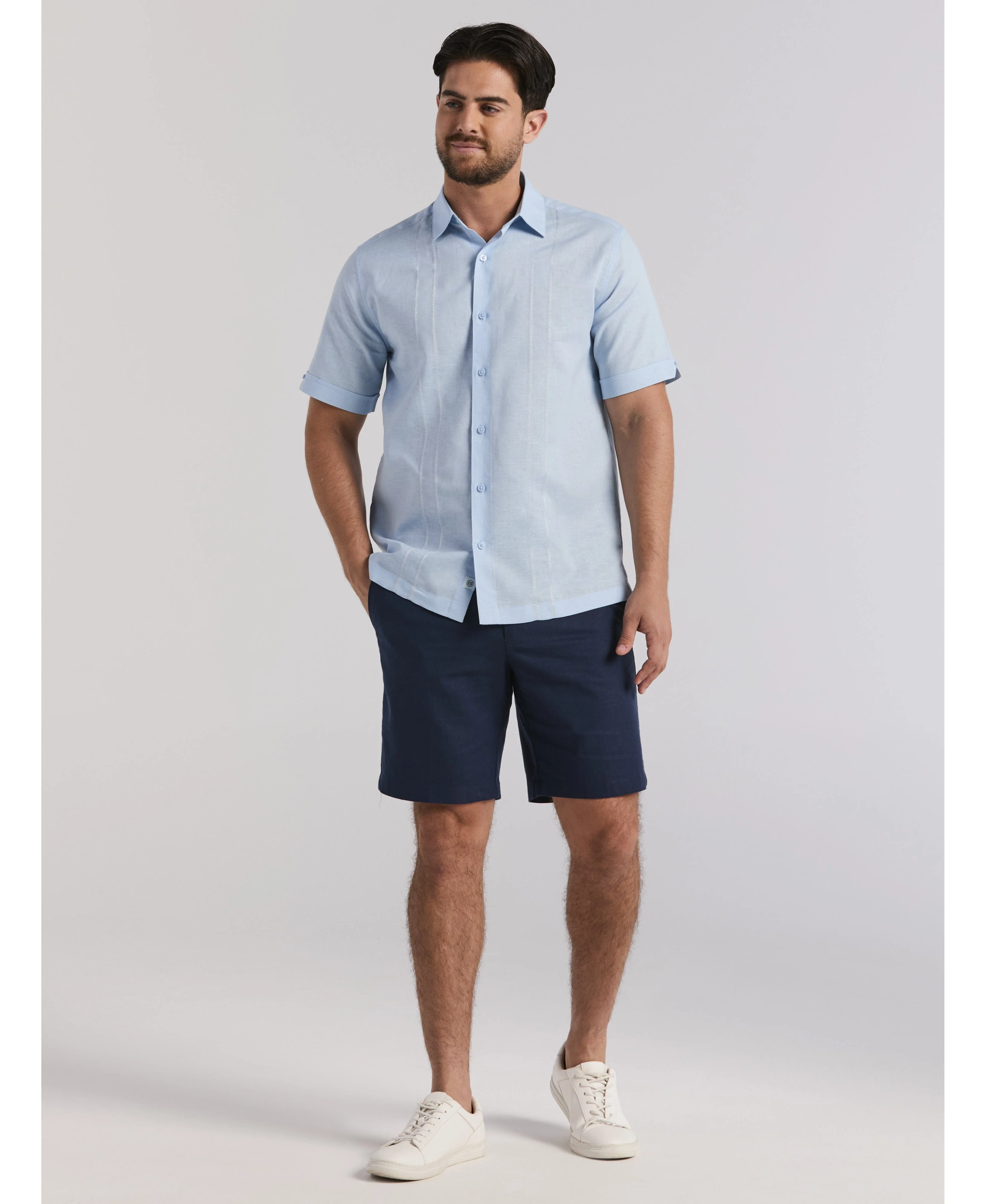Embroidered Panel Linen-Blend Shirt - Image 4