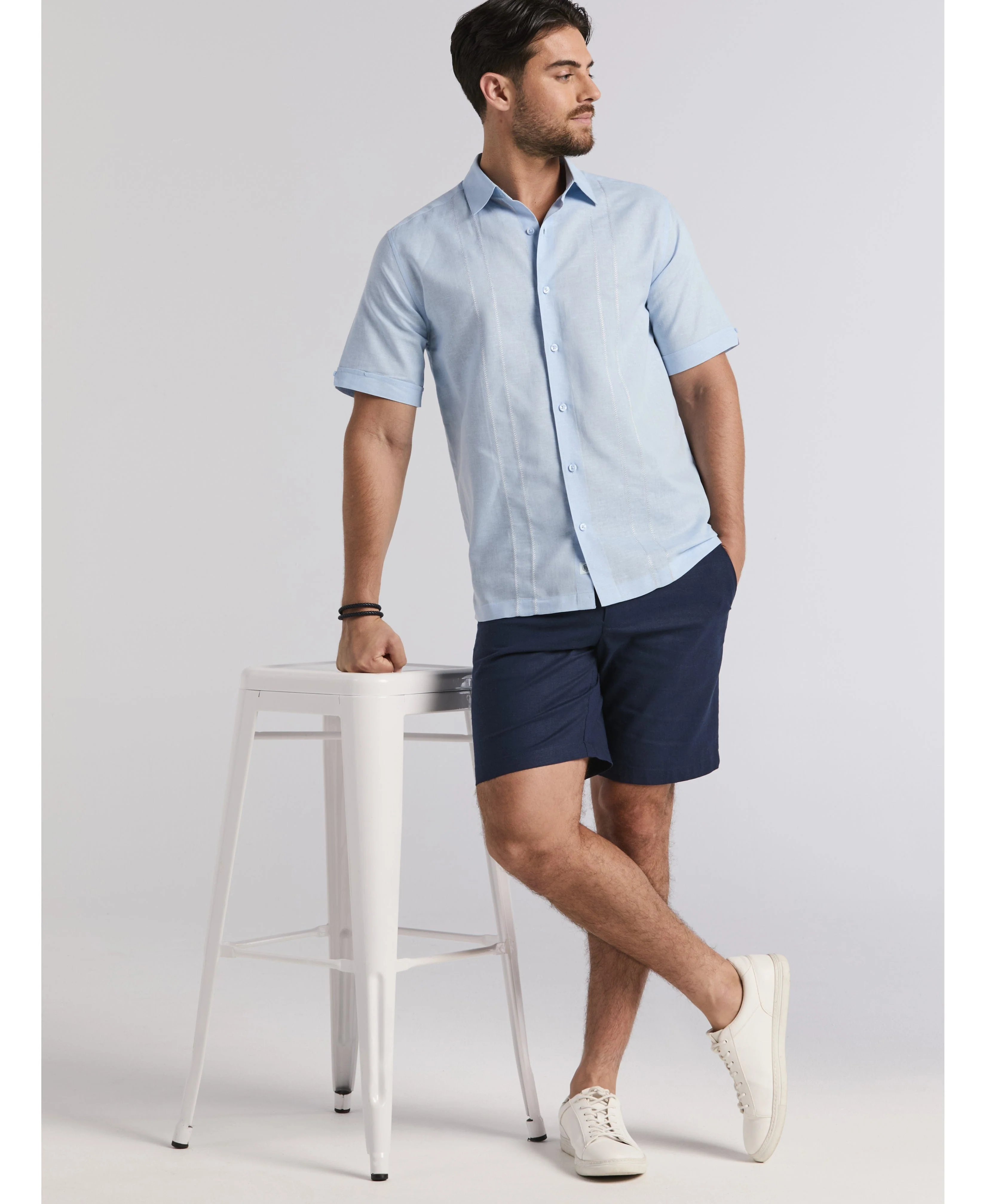 Embroidered Panel Linen-Blend Shirt - Image 6