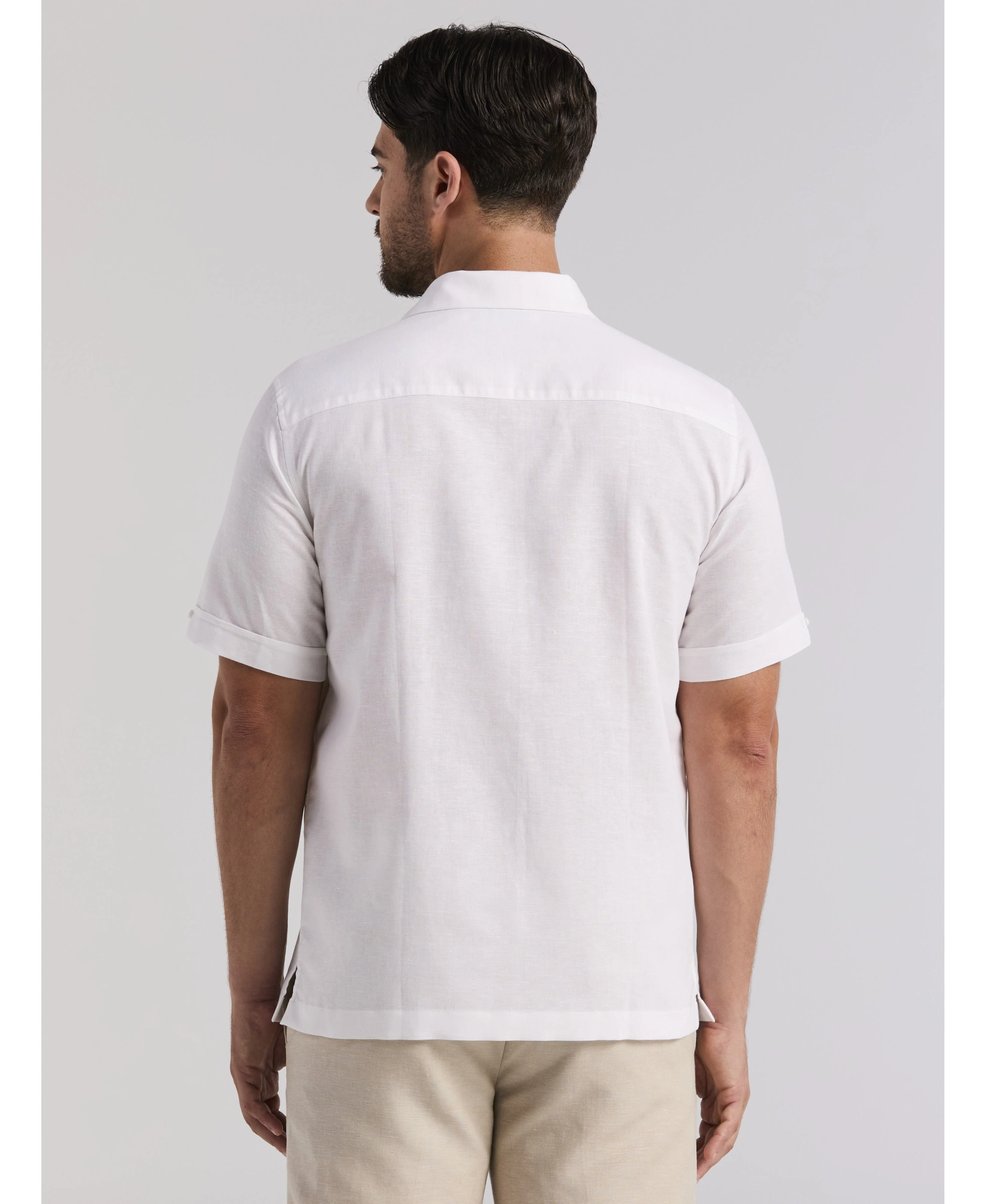 Embroidered Panel Linen-Blend Shirt - Image 9