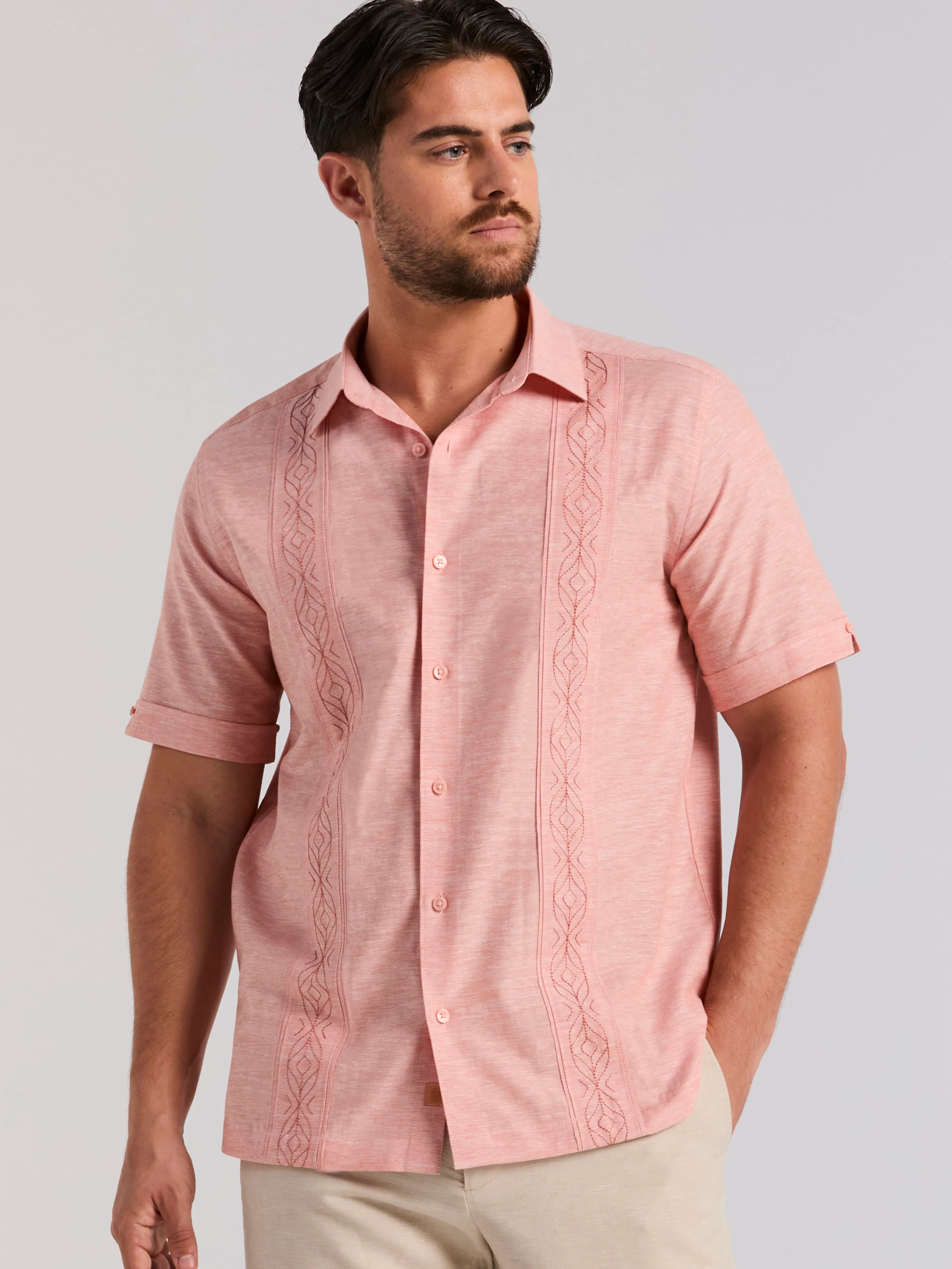 Tuck-Stitch Linen-Blend Shirt - Image 2