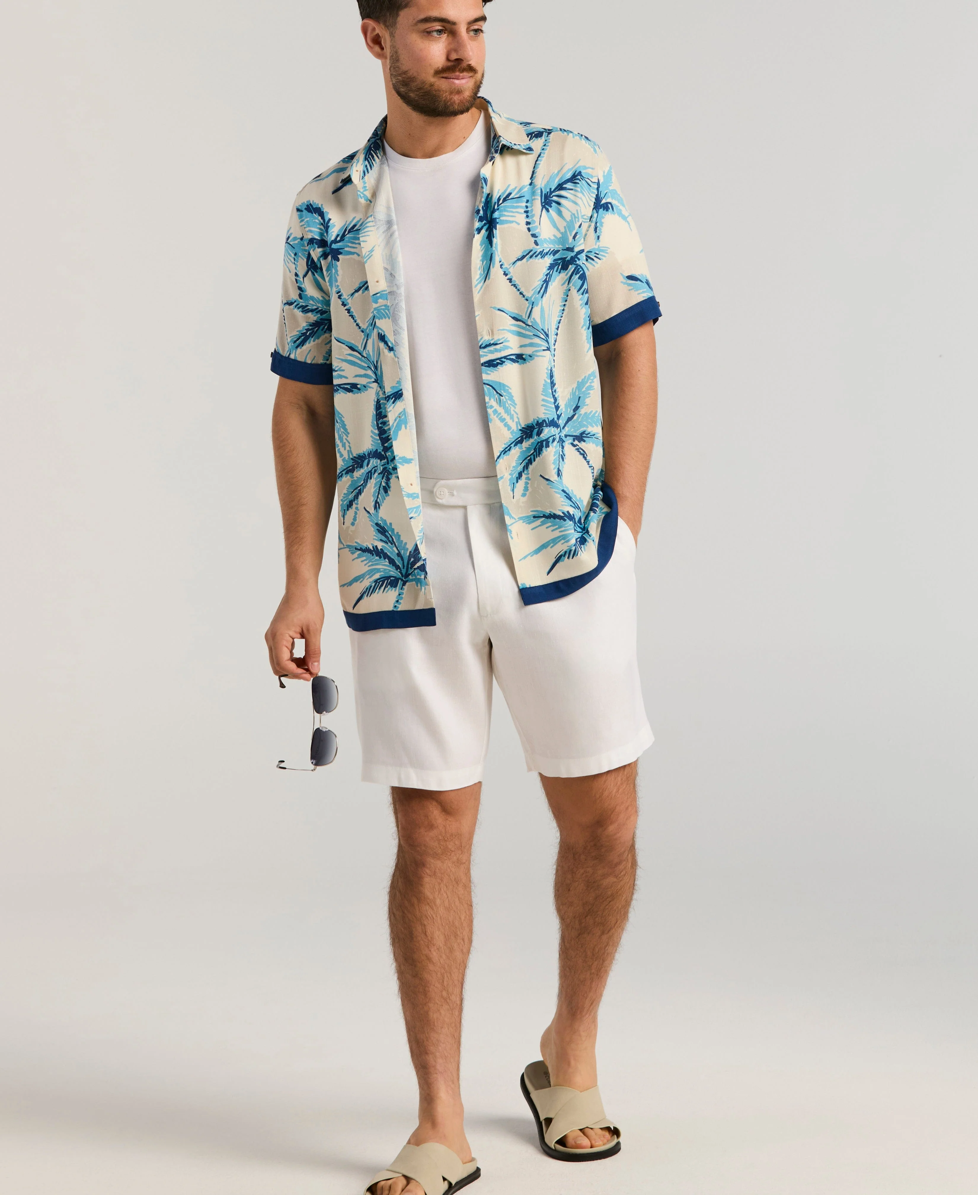 Linen-Blend Stretch Flat-Front Shorts - Image 10