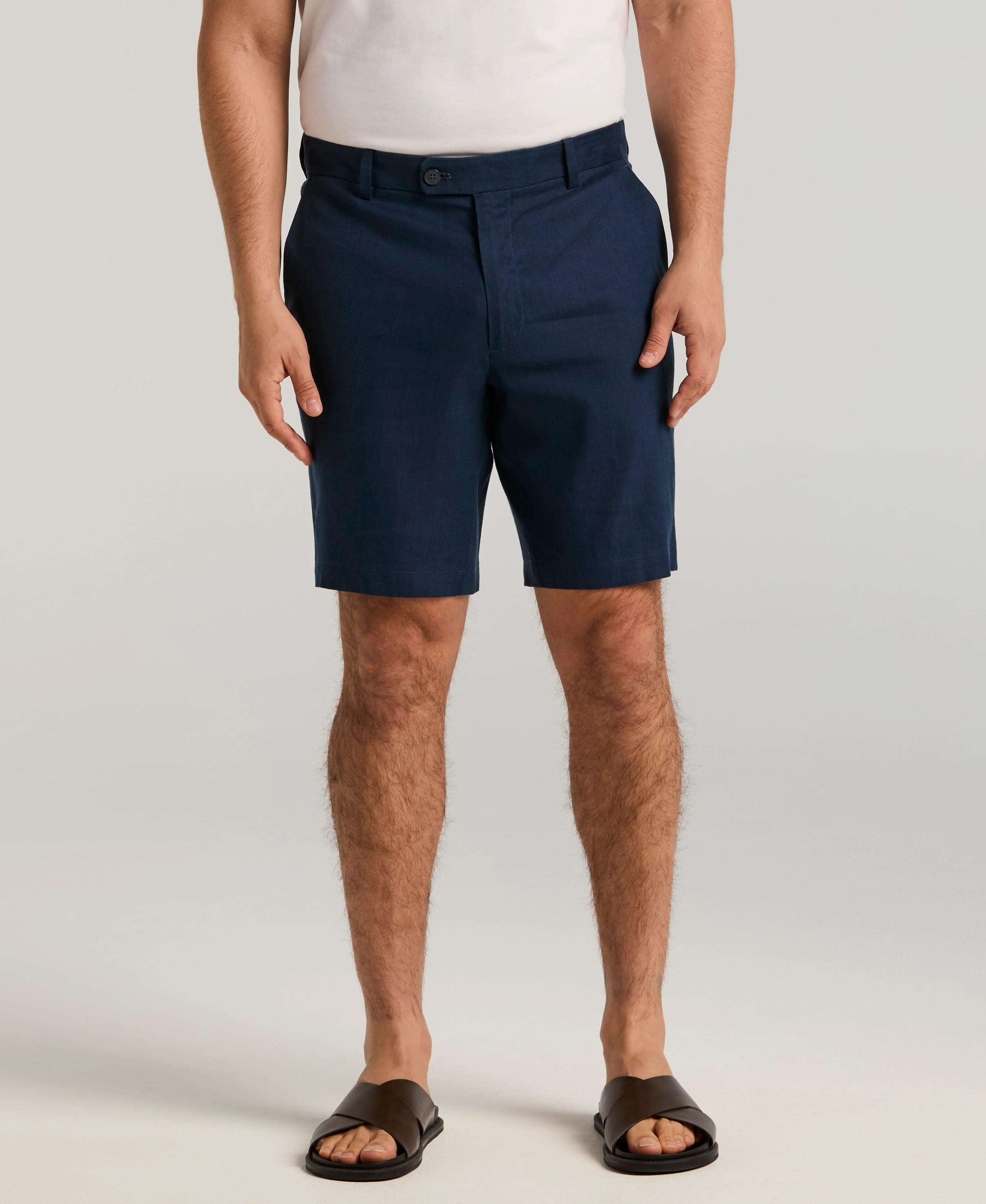Linen-Blend Stretch Flat-Front Shorts - Image 11