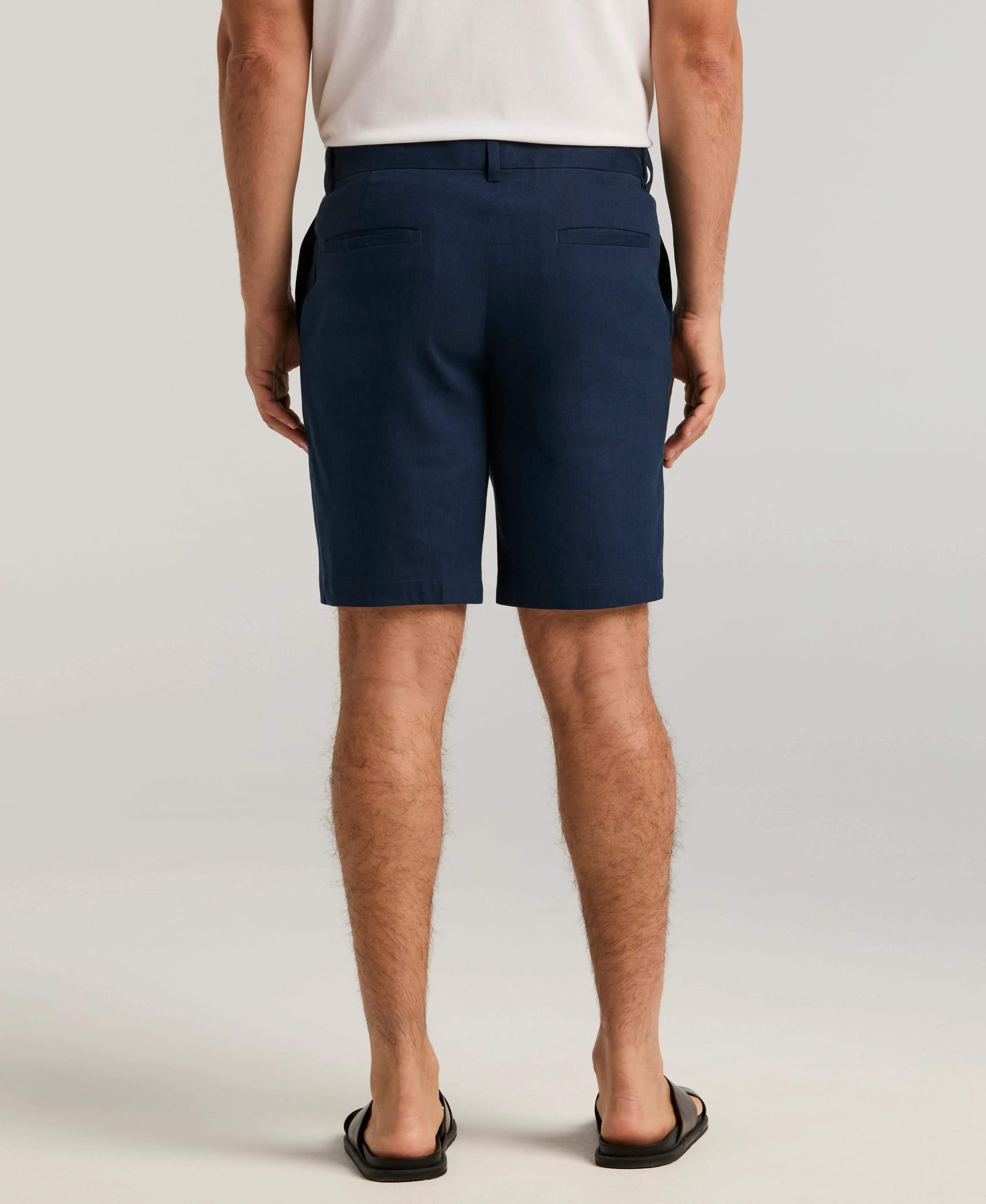 Linen-Blend Stretch Flat-Front Shorts - Image 12