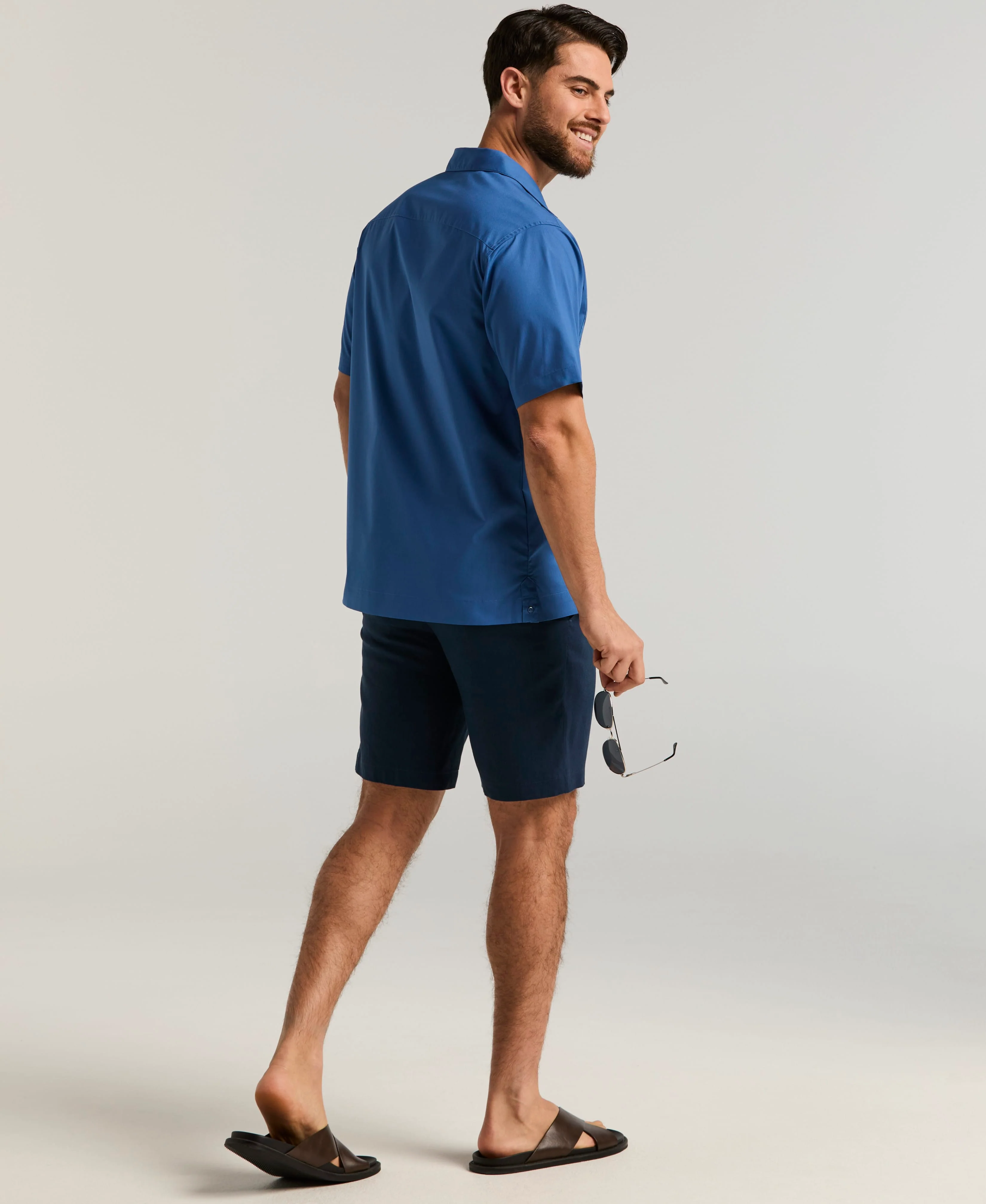 Linen-Blend Stretch Flat-Front Shorts - Image 15