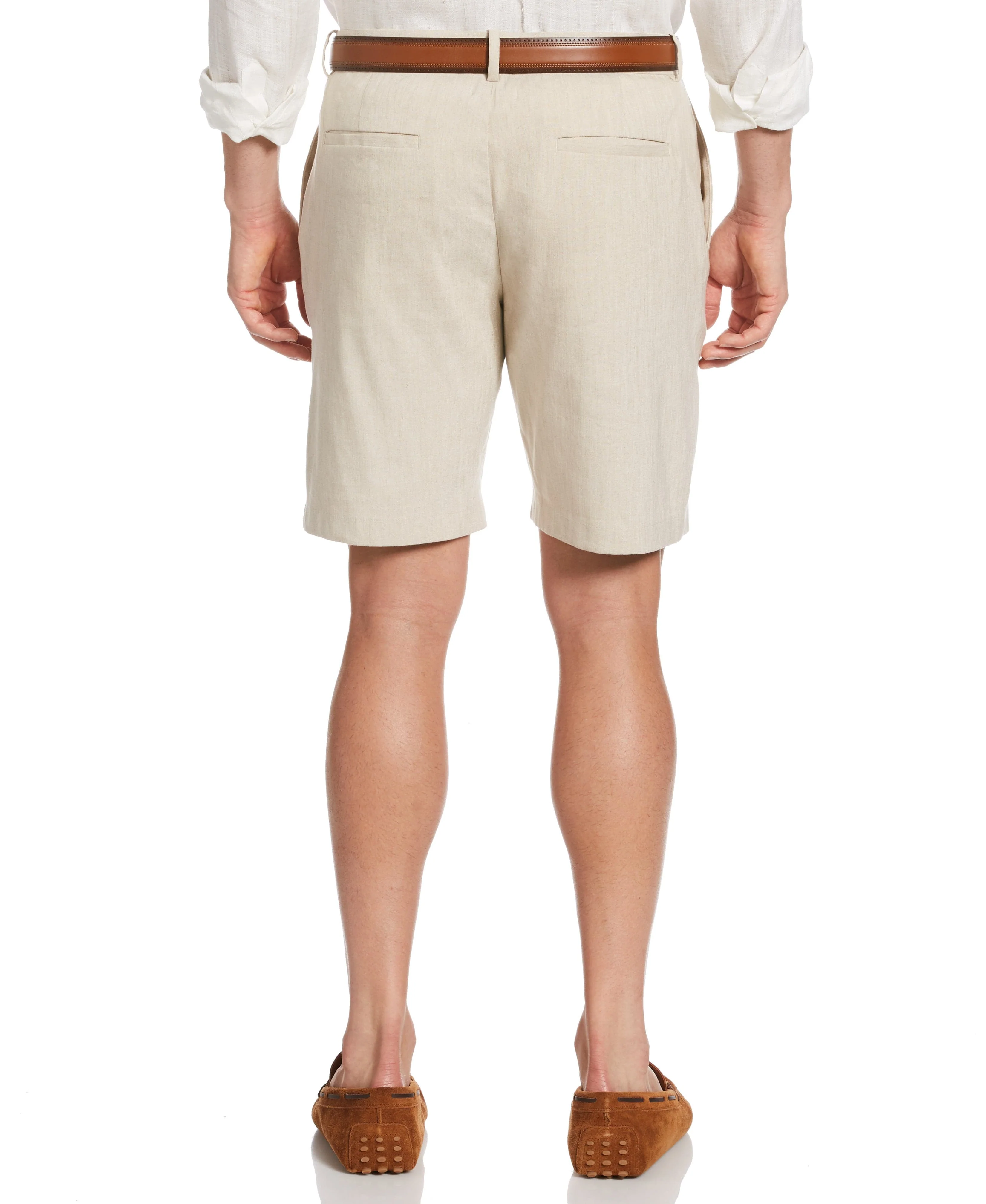 Linen-Blend Stretch Flat-Front Shorts - Image 20