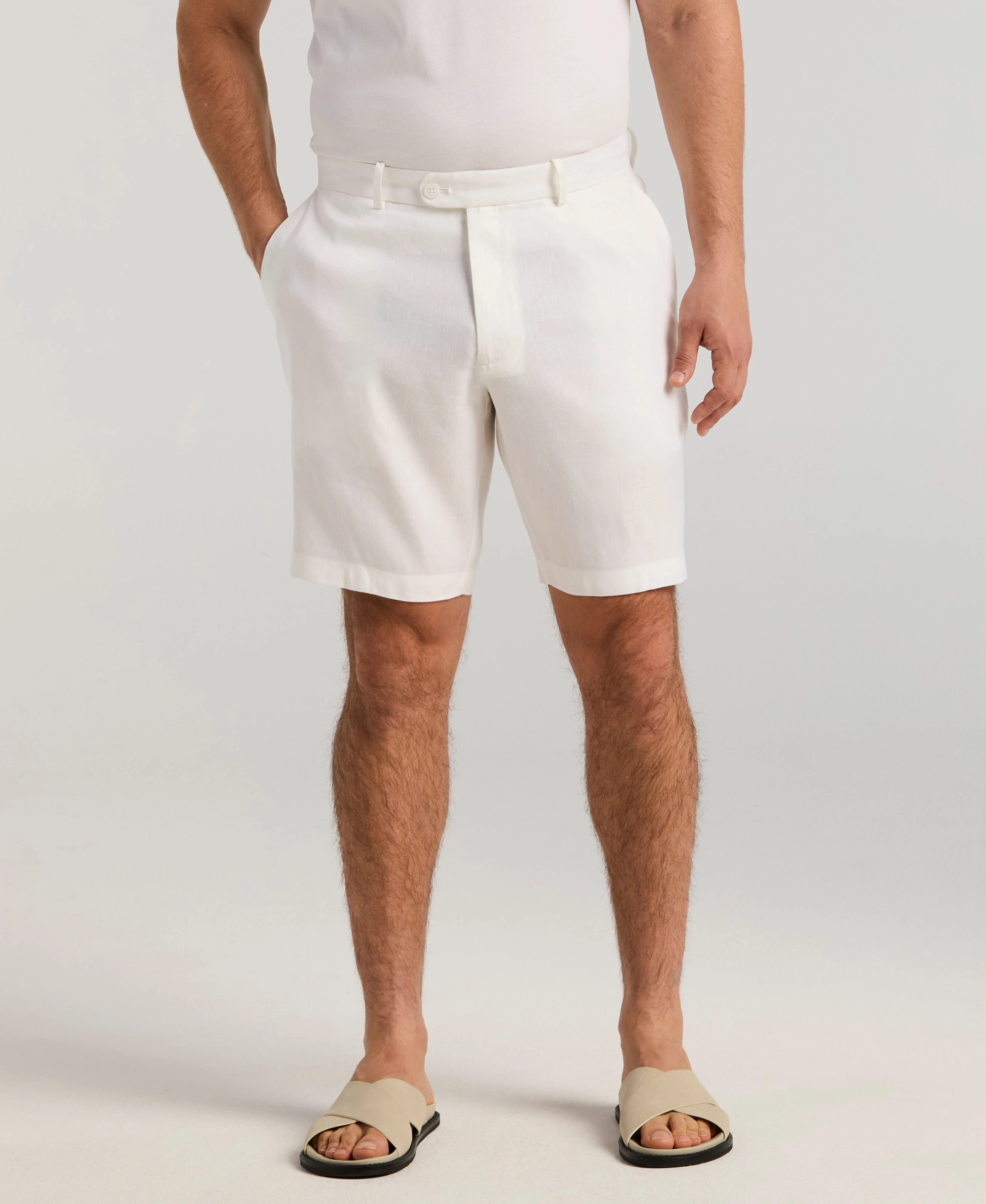 Linen-Blend Stretch Flat-Front Shorts - Image 6