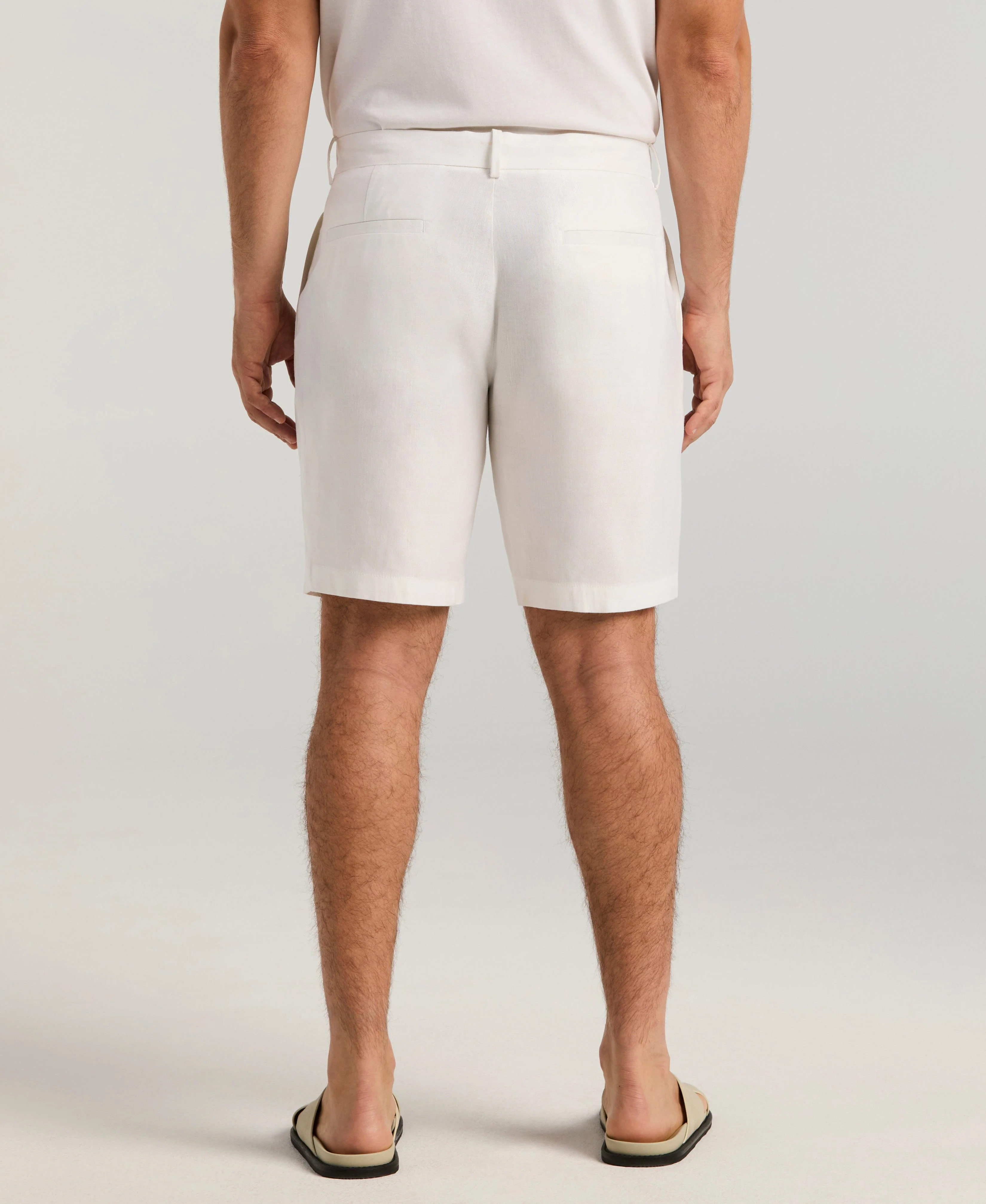 Linen-Blend Stretch Flat-Front Shorts - Image 7