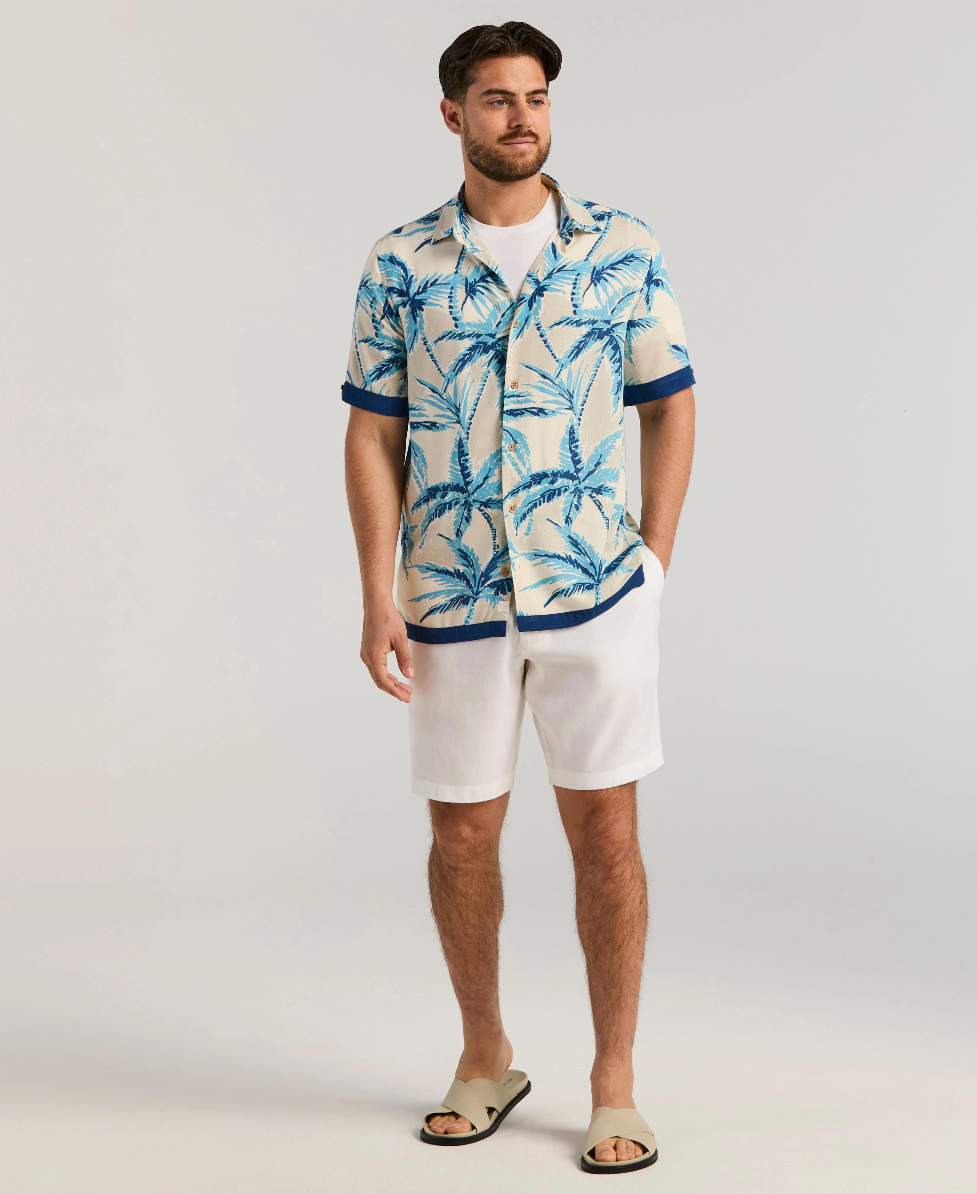 Linen-Blend Stretch Flat-Front Shorts - Image 9