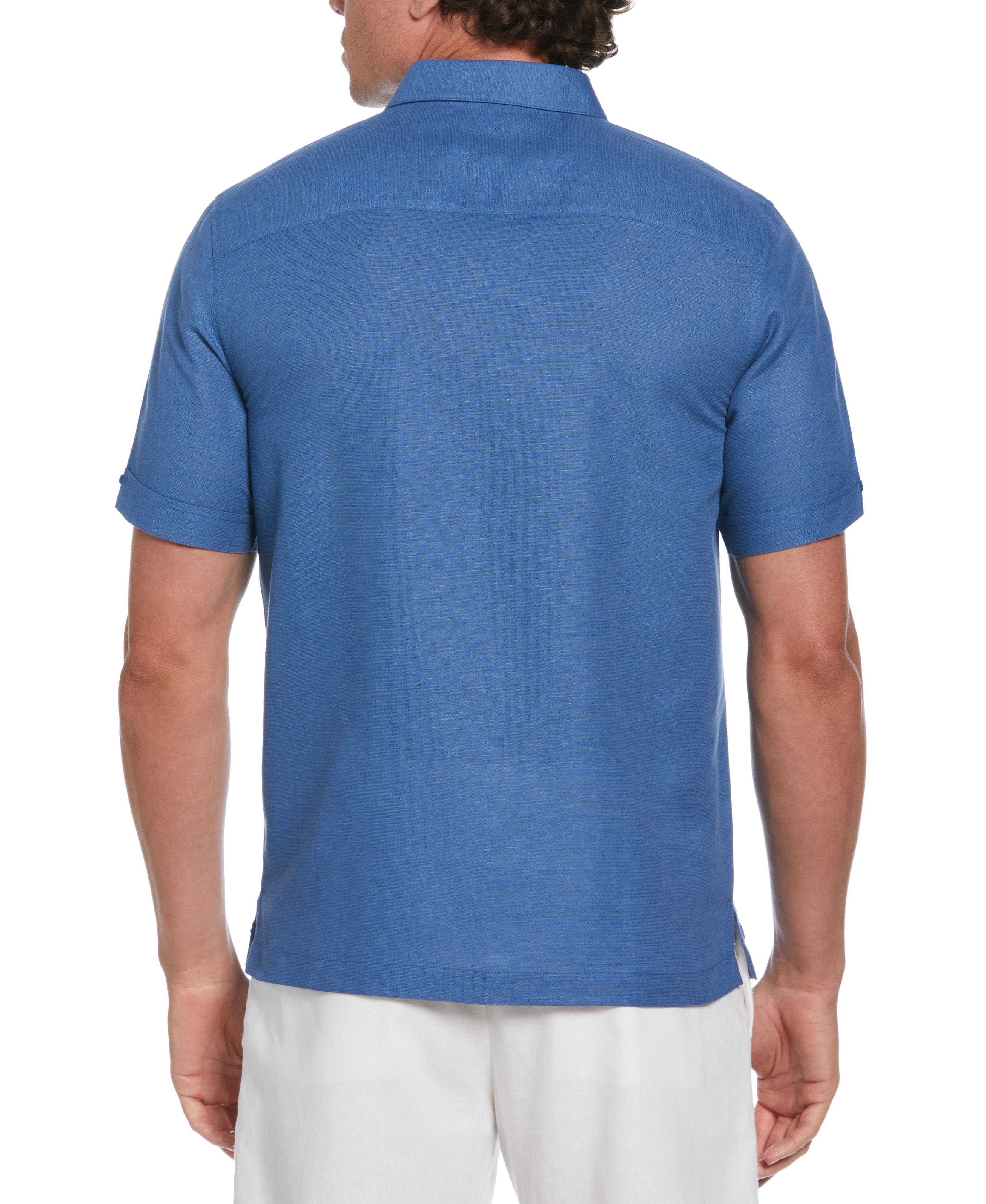 Gradient Panel Linen-Blend  Shirt - Image 3
