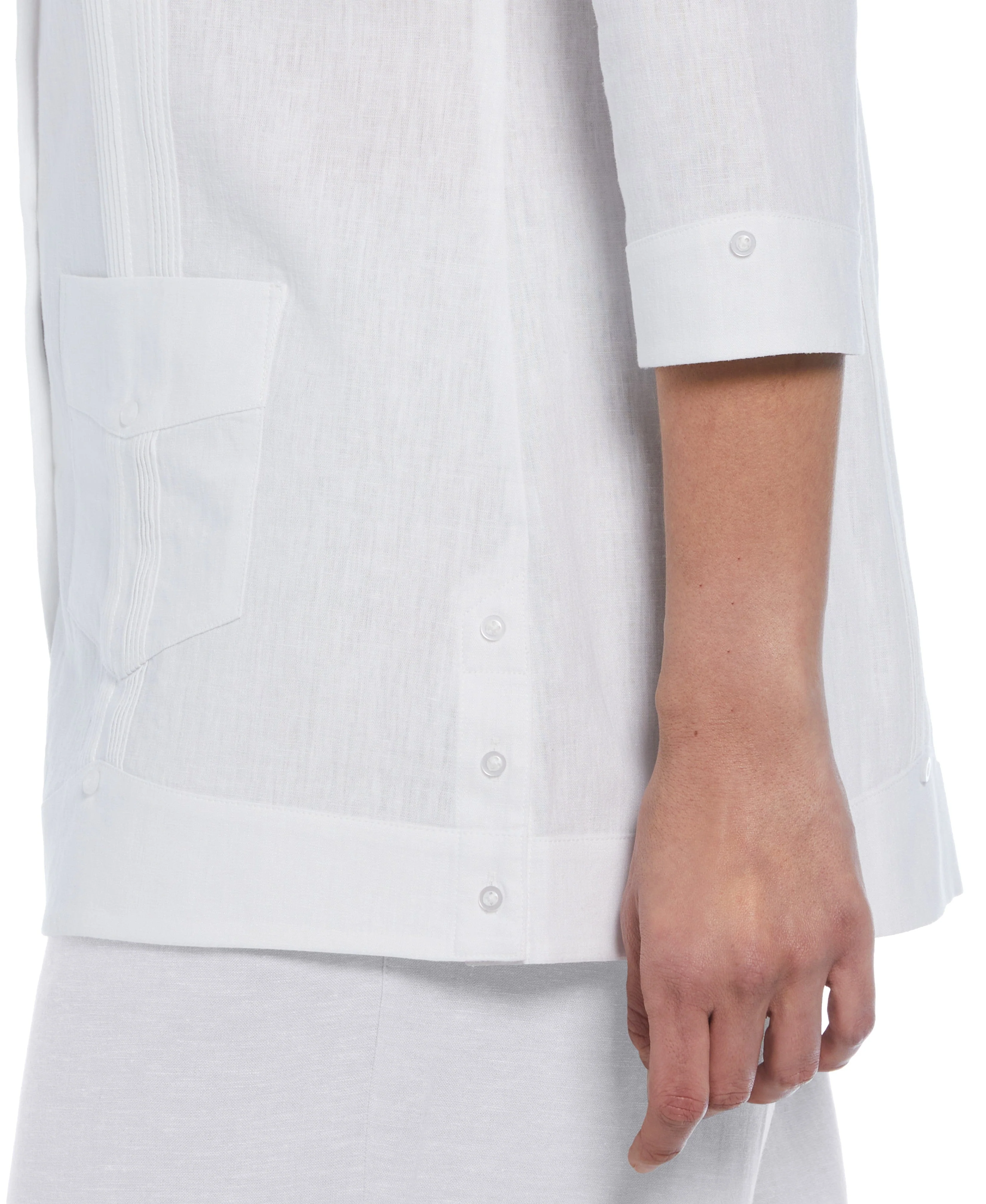Linen-Blend Guayabera Blouse - Image 3