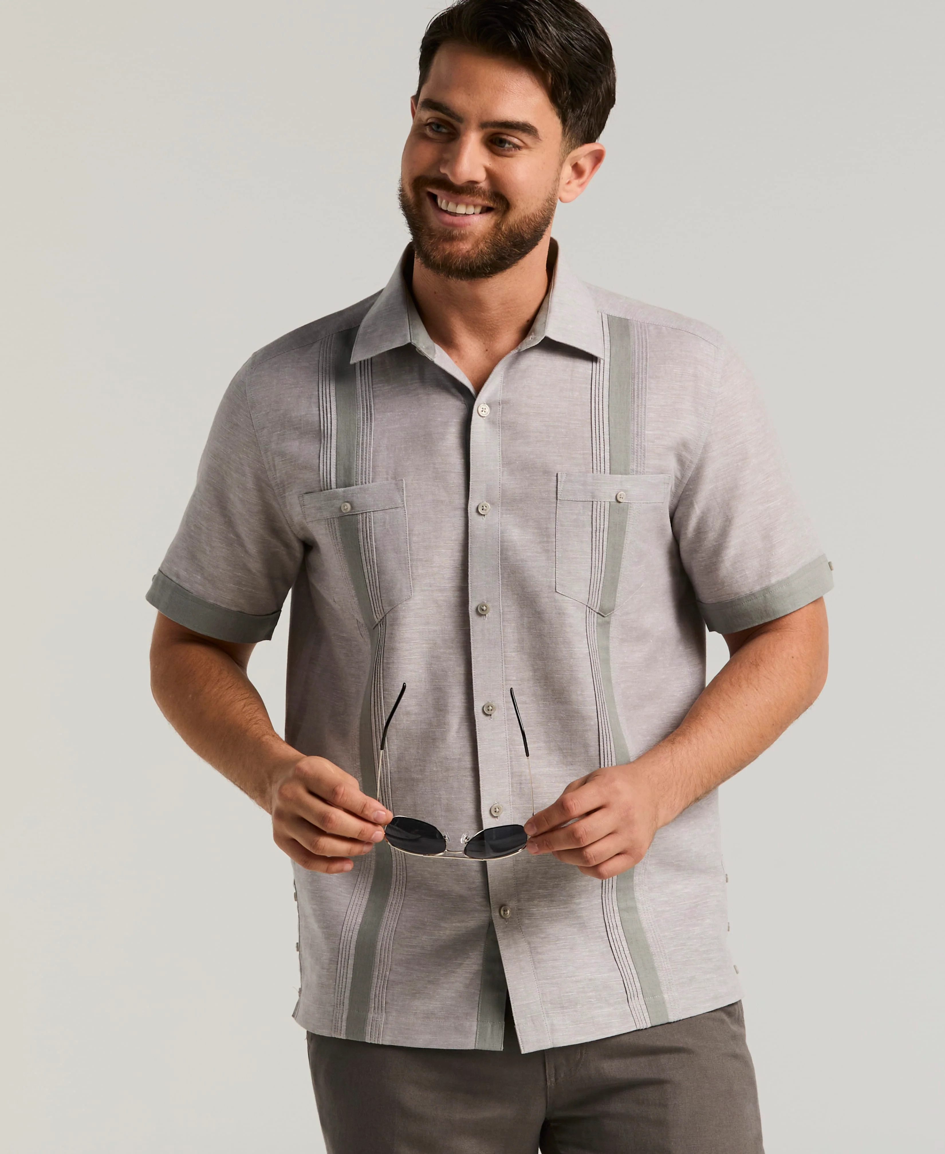 Cross Dye Linen-Blend Guayabera - Image 10