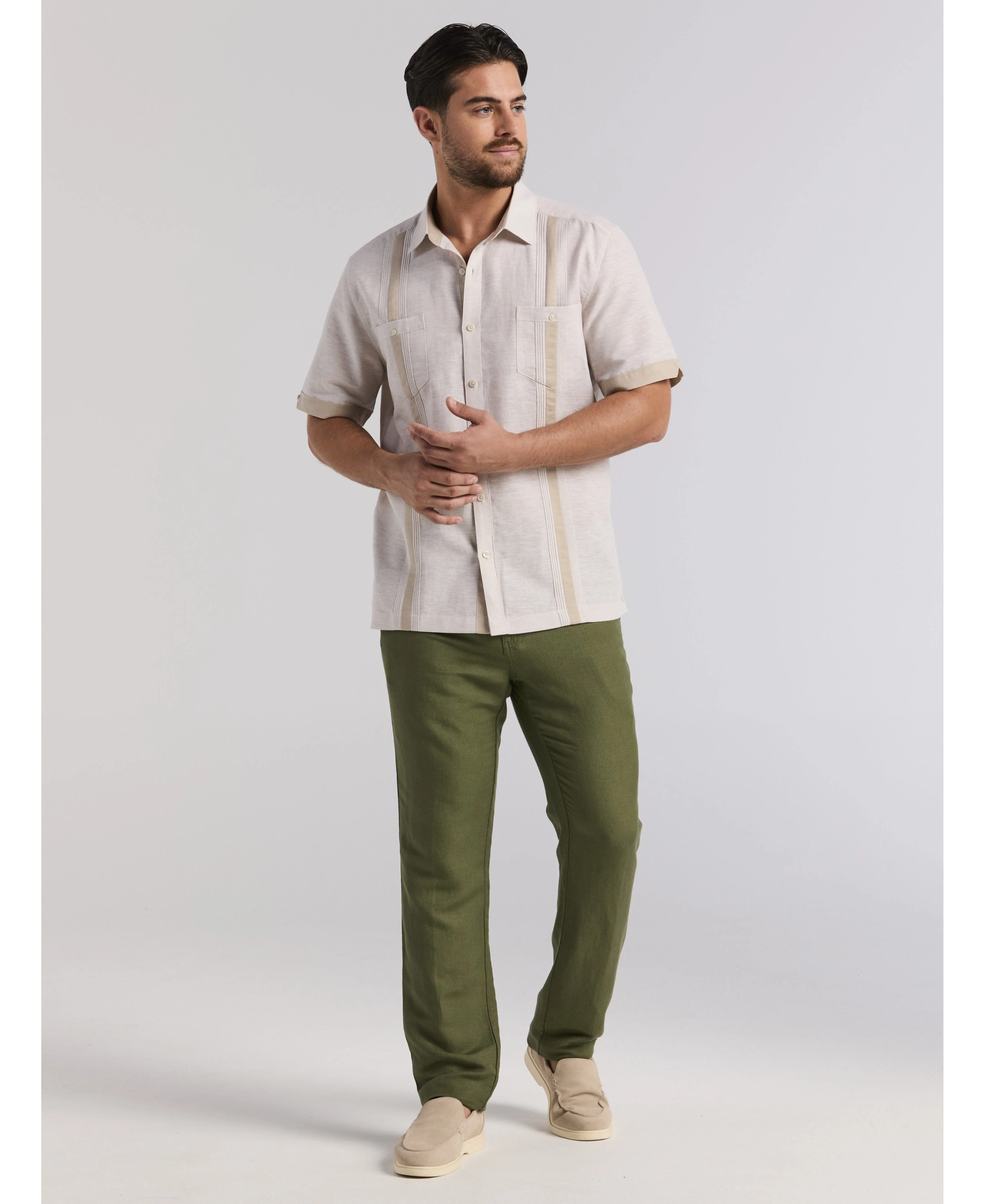 Cross Dye Linen-Blend Guayabera - Image 21