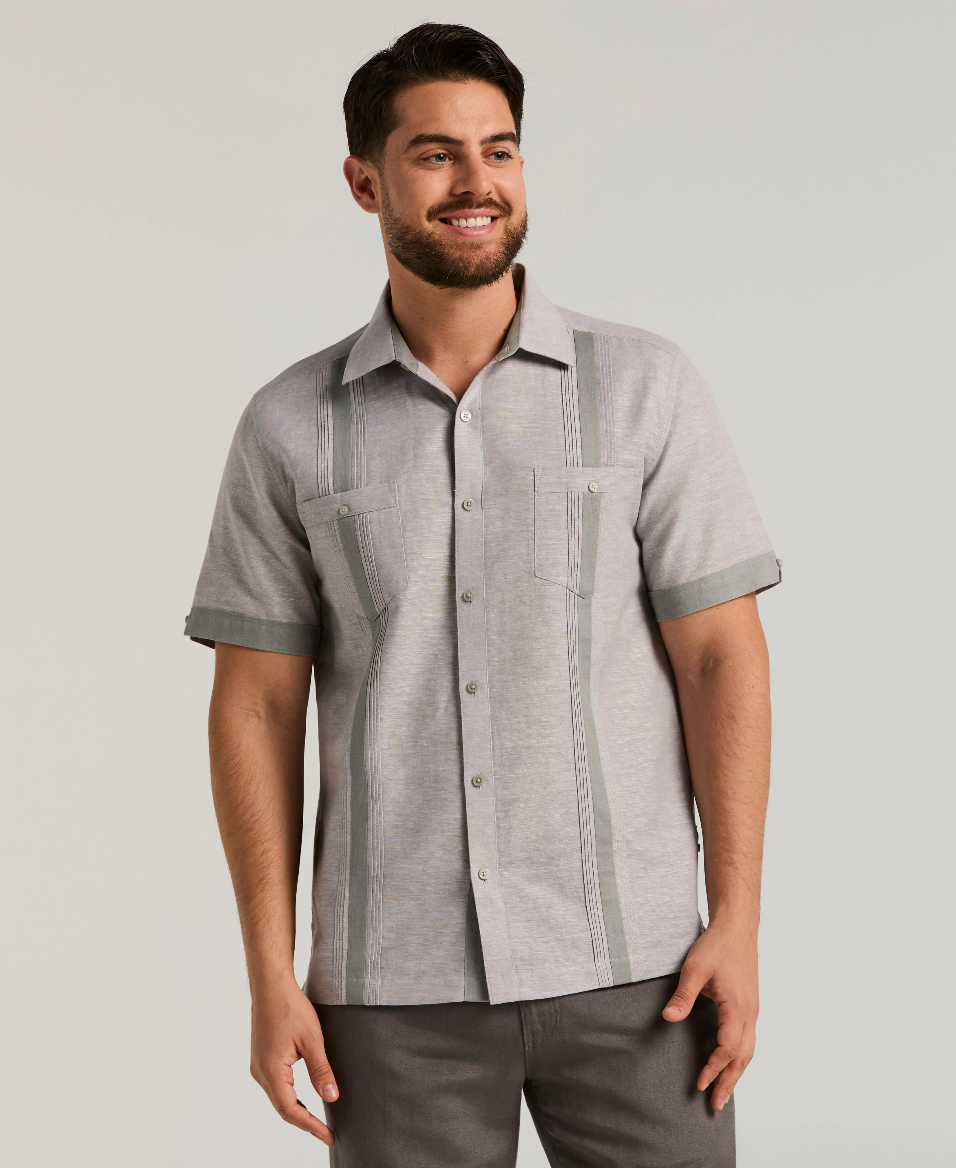 Cross Dye Linen-Blend Guayabera - Image 6