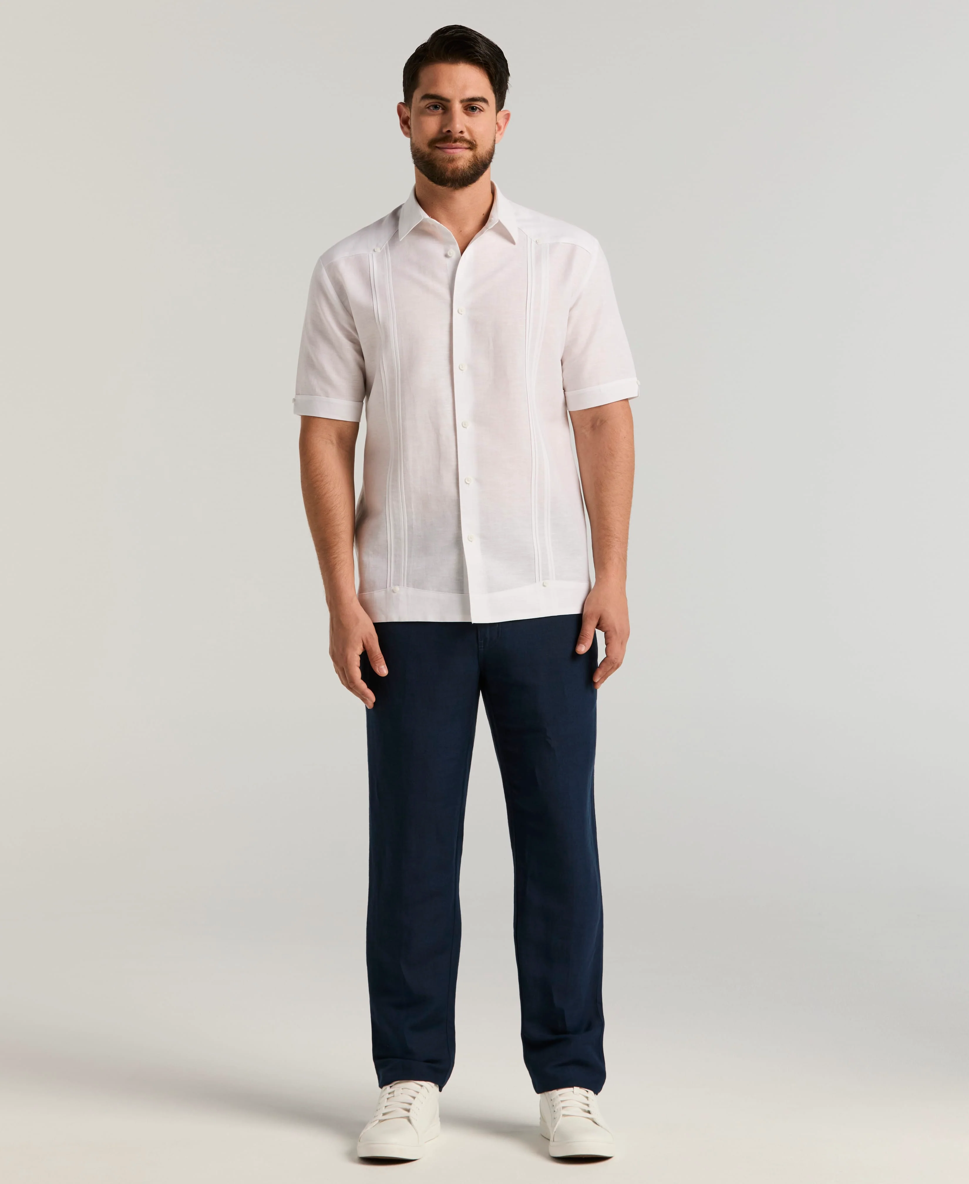 No-Pocket Linen-Blend Guayabera - Image 8