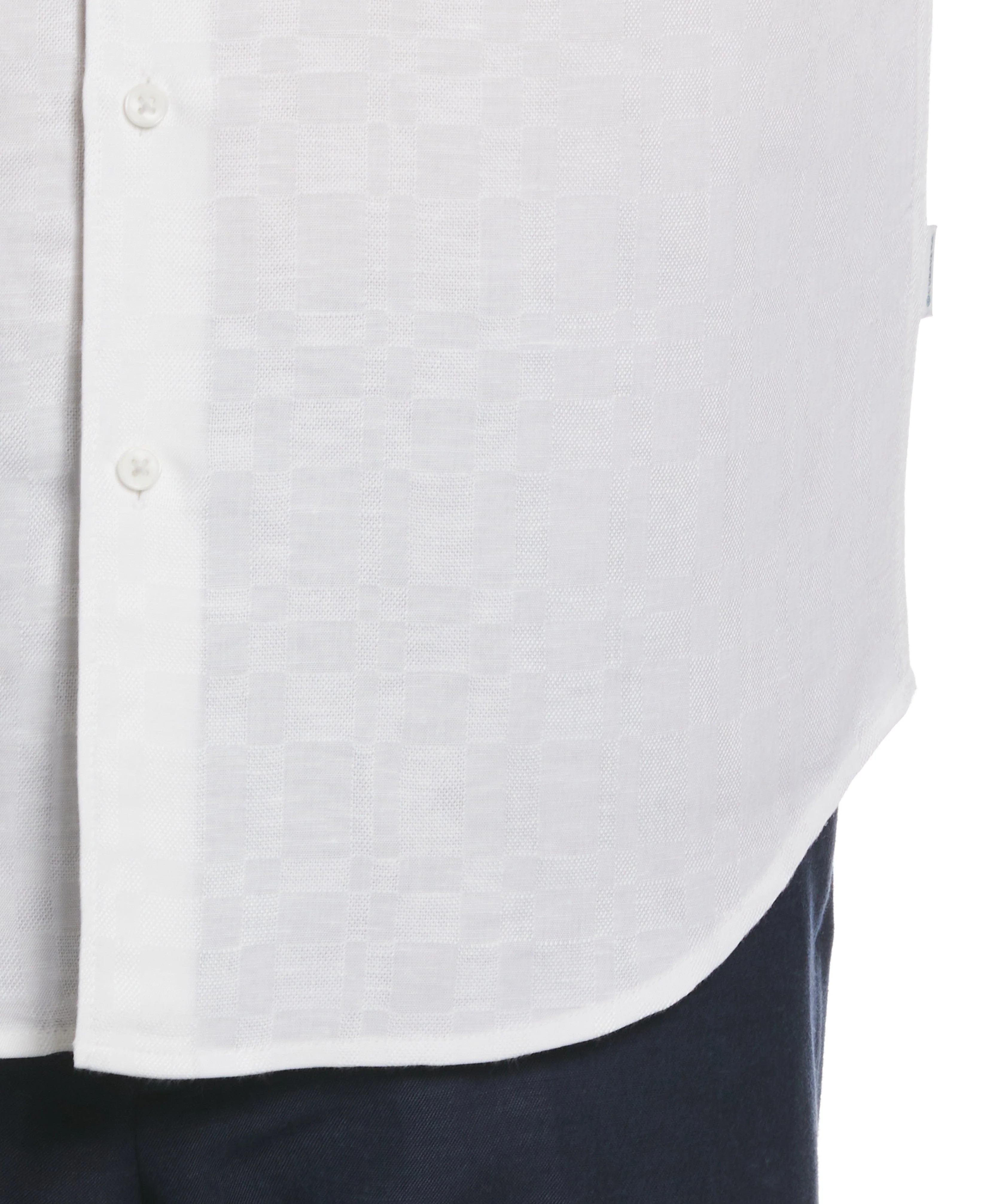 Linen Blend Plaid Dobby Roll Sleeve Shirt - Image 3