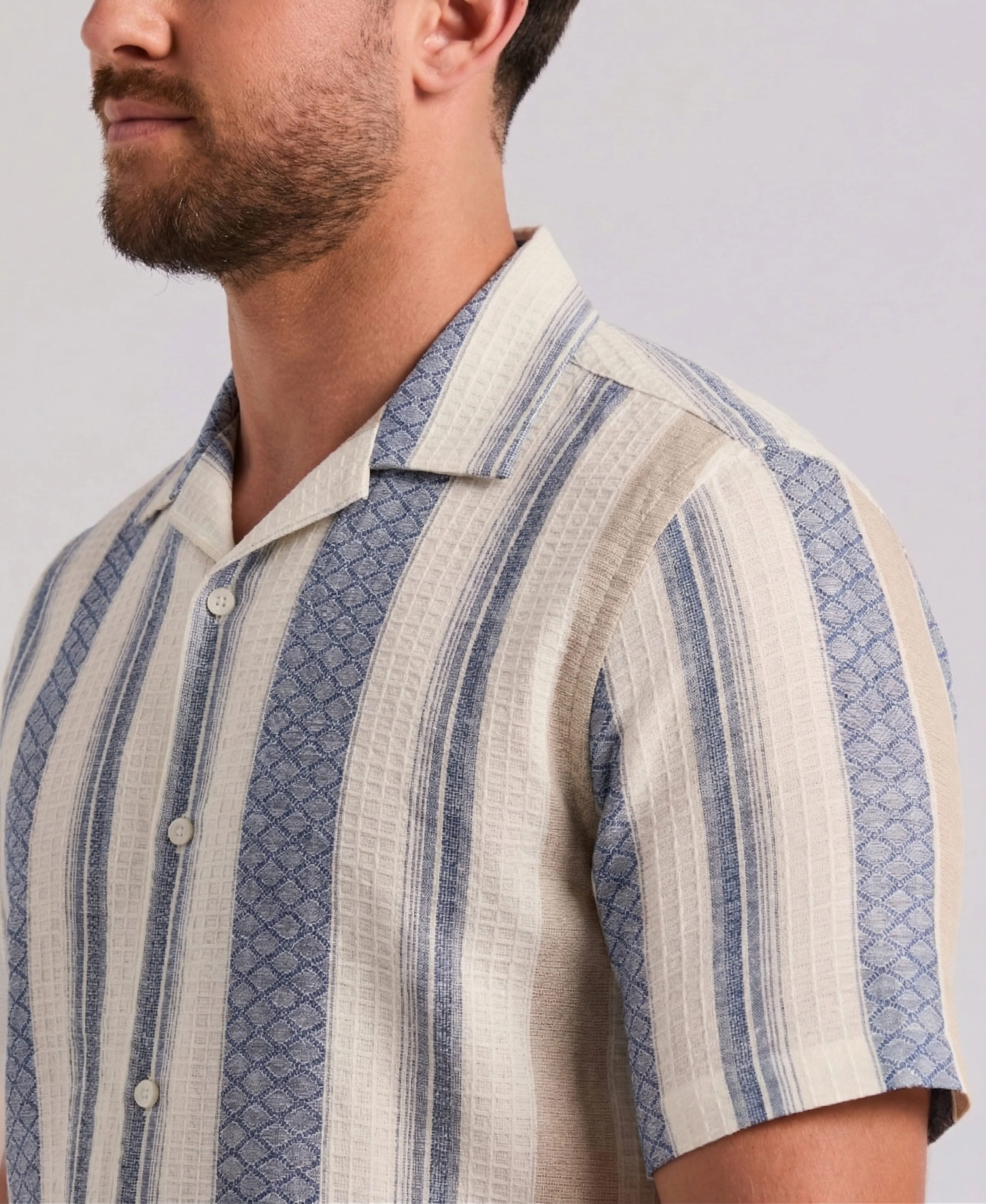 Cabana Stripe Dobby Linen-Blend Shirt - Image 3