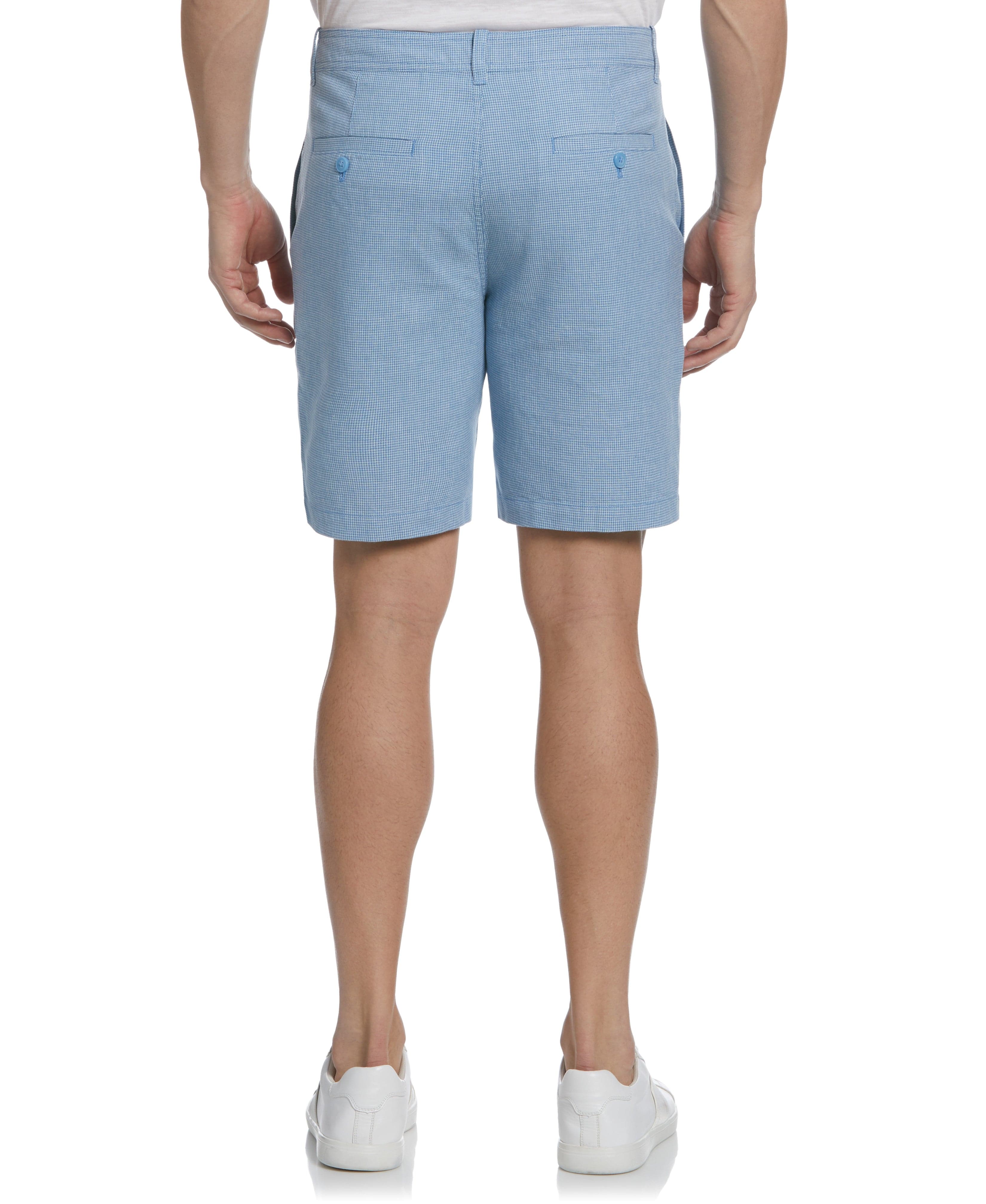 Linen-Blend Woven Pattern Flat Front Shorts - Image 4
