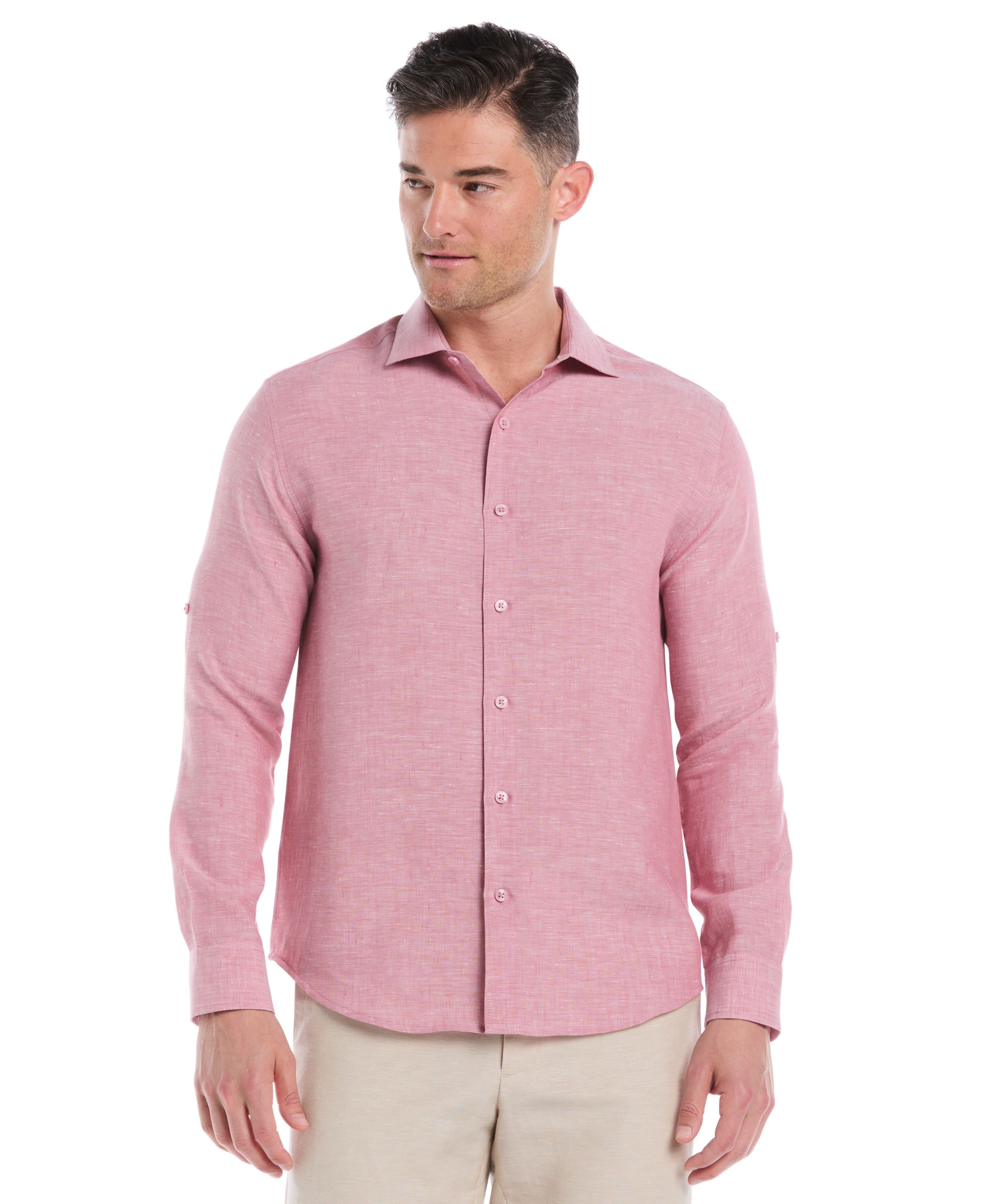 Travelselect™ Linen-Blend Rolled Sleeve Shirt - Image 30