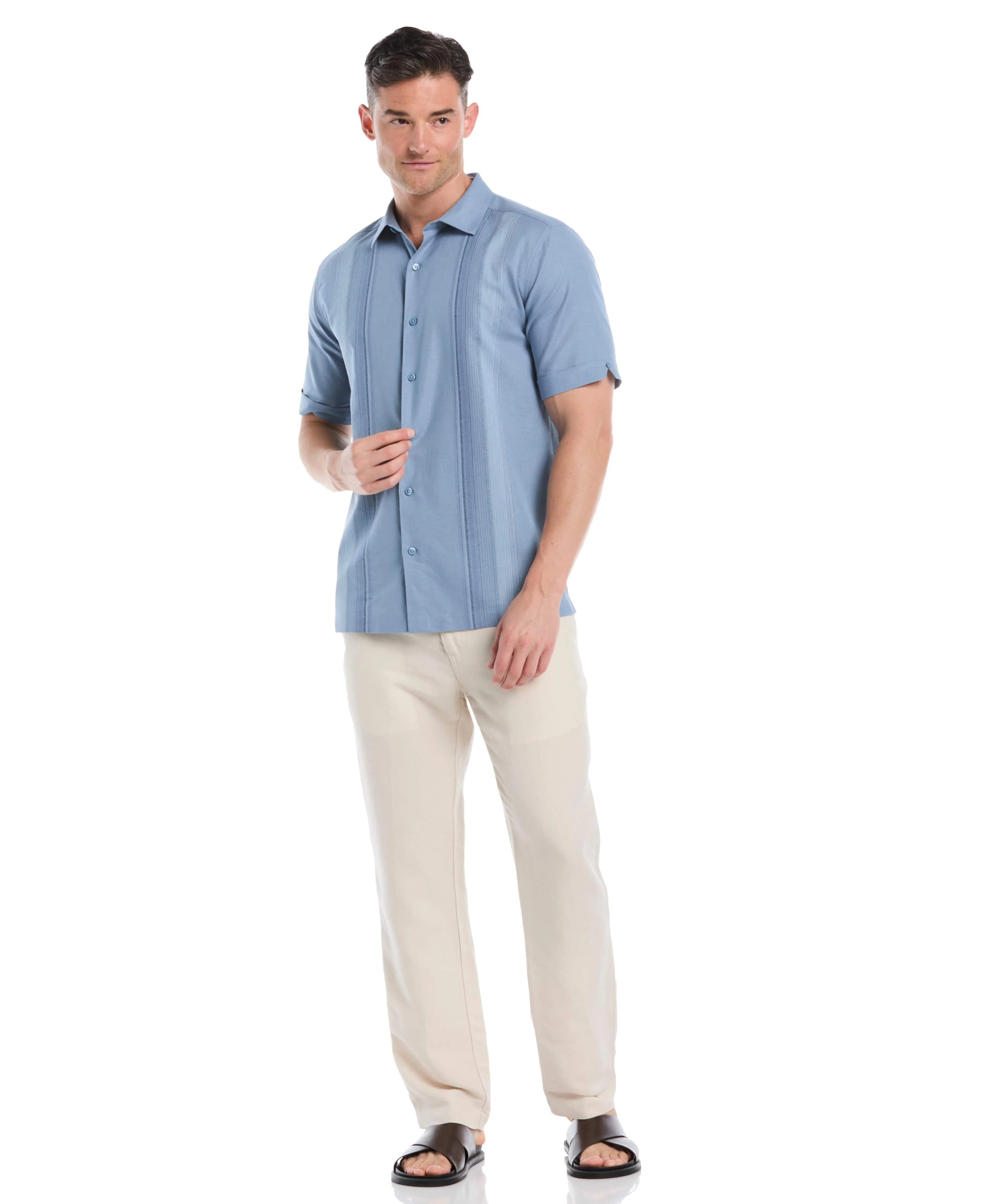 Yarn Dye Panel Linen-Blend  Shirt - Image 19