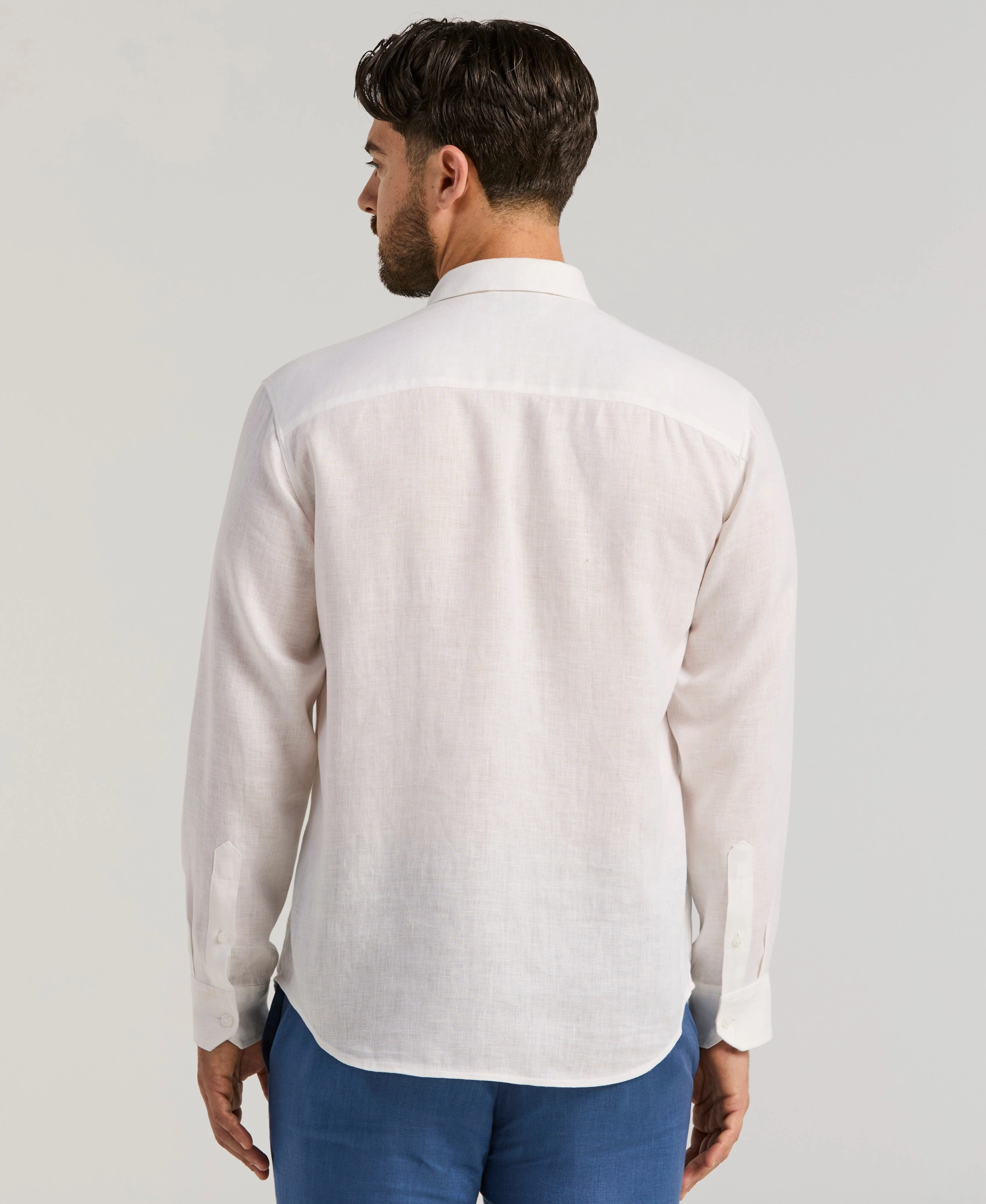 Embroidered Tuck Panel Linen Guayabera - Image 3