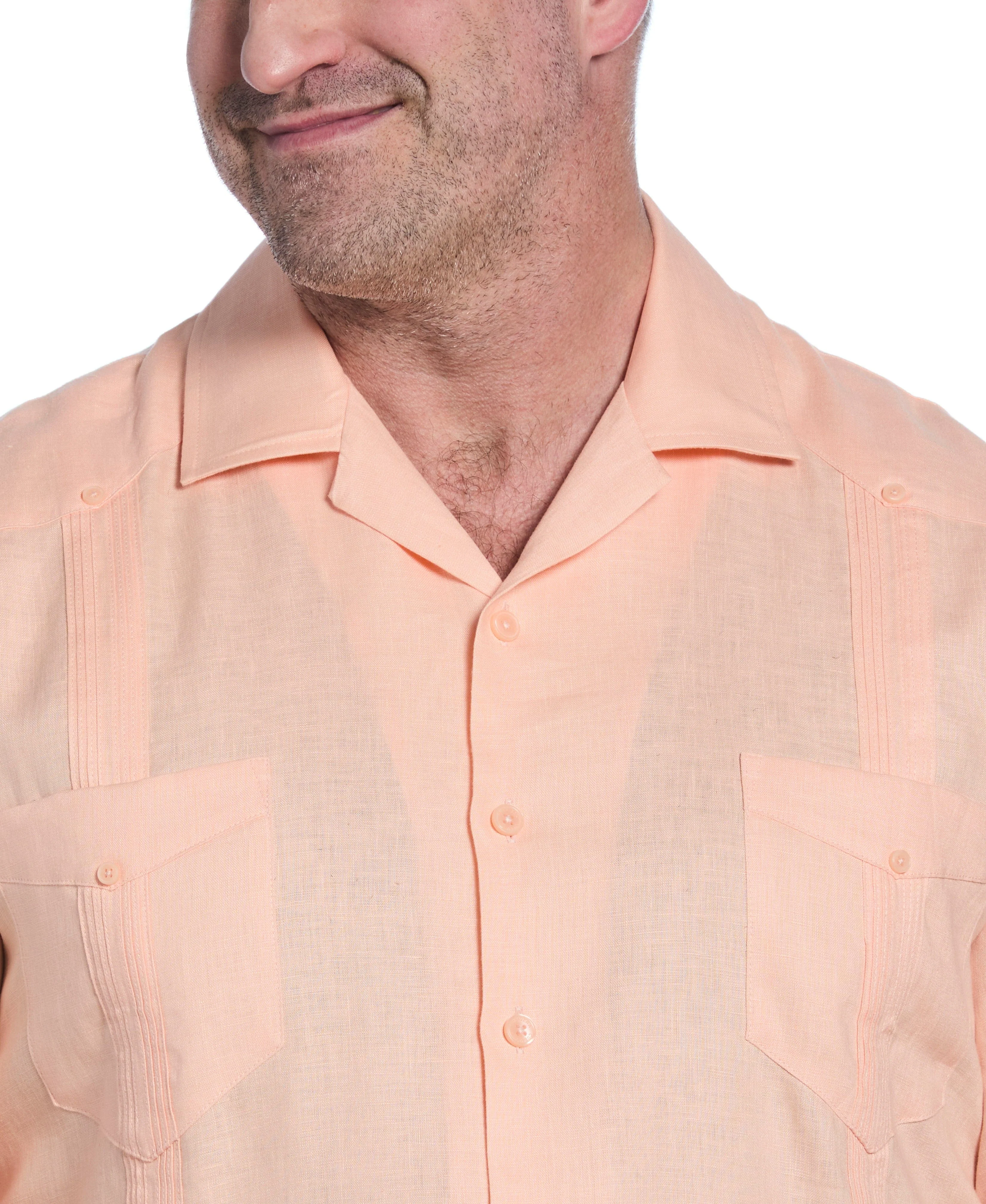 Big & Tall 100% Linen Classic Guayabera Shirt - Short Sleeve - Image 53