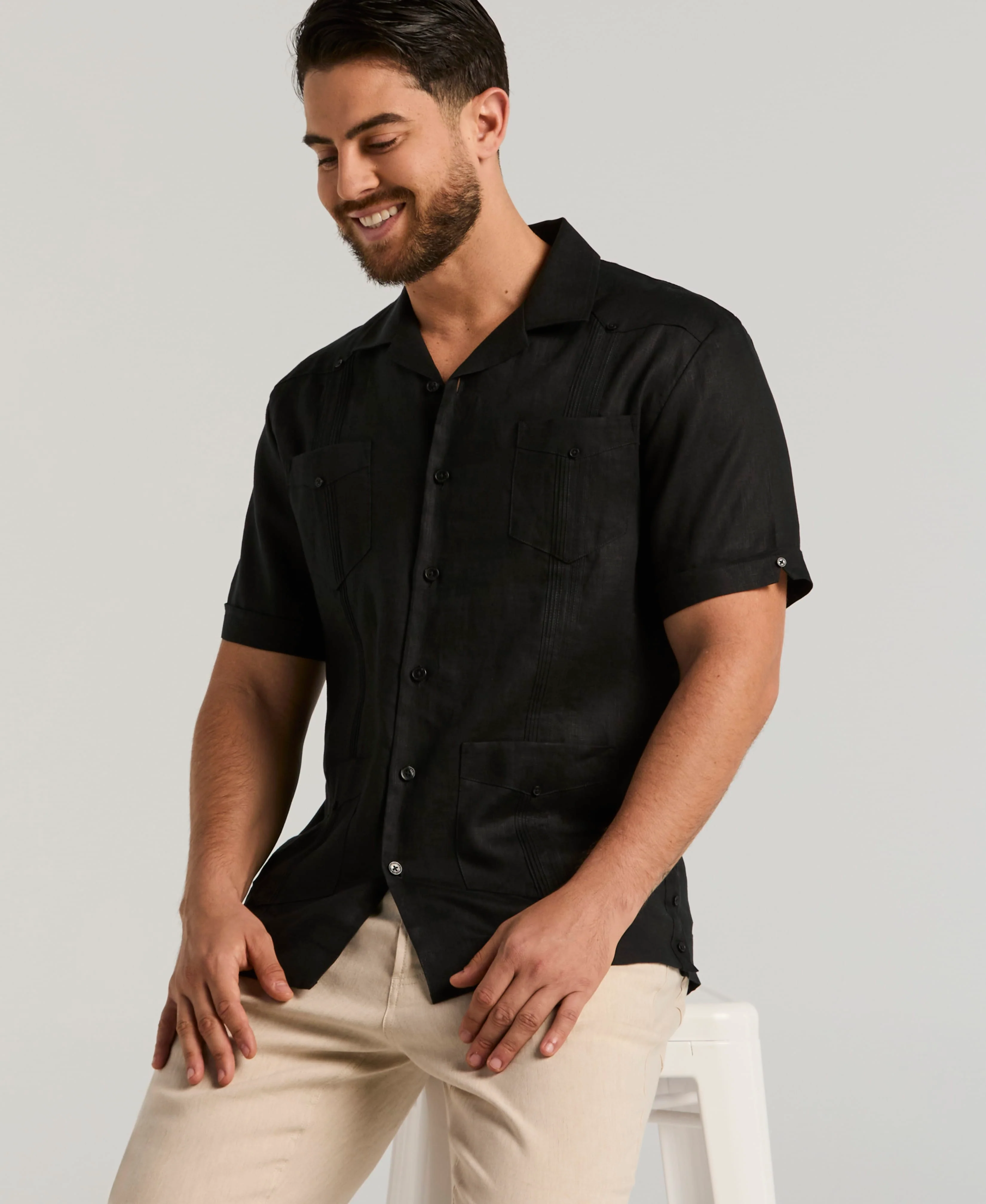100% Linen Classic Guayabera Shirt - Short Sleeve - Image 17